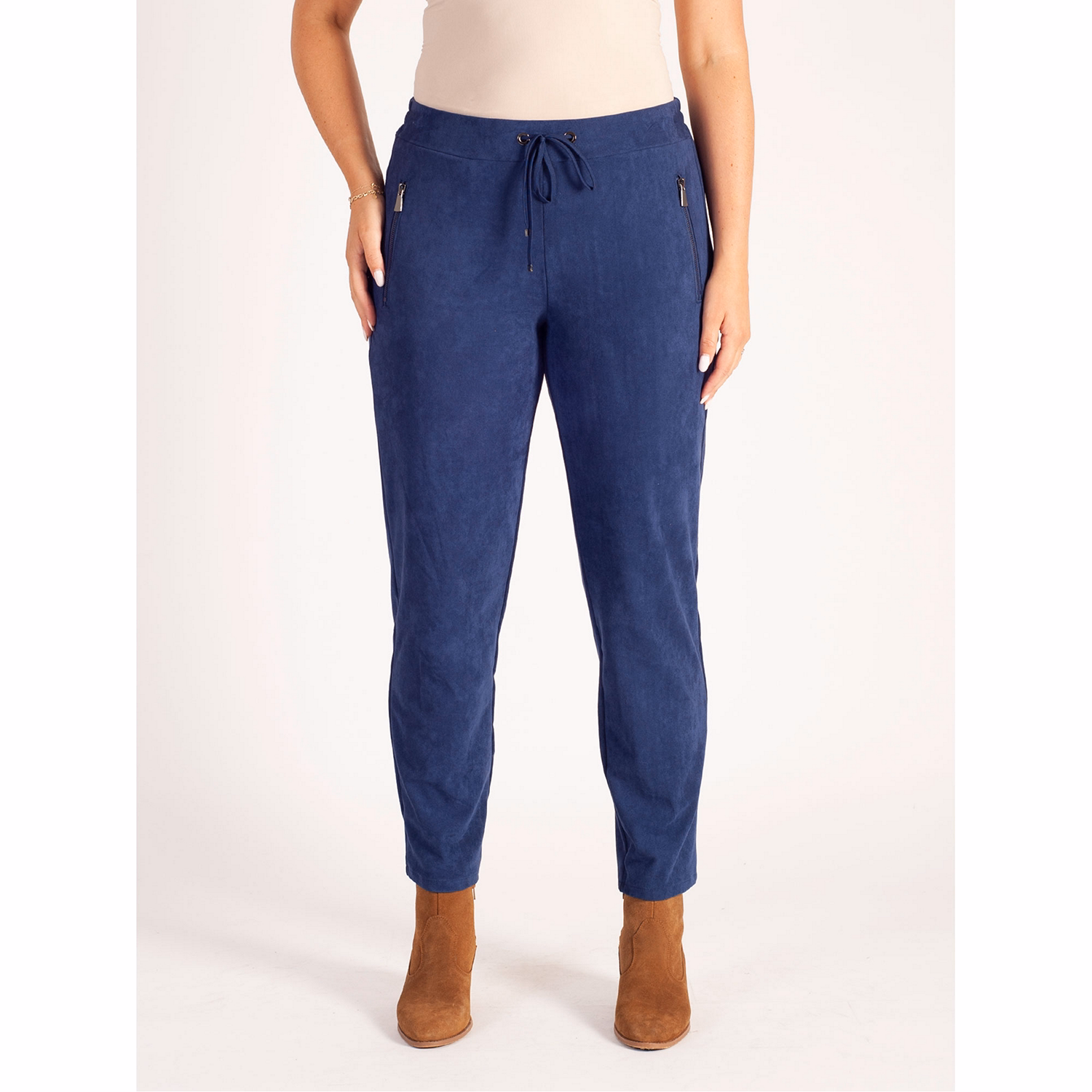 Faux Suede Slim Fit Trousers