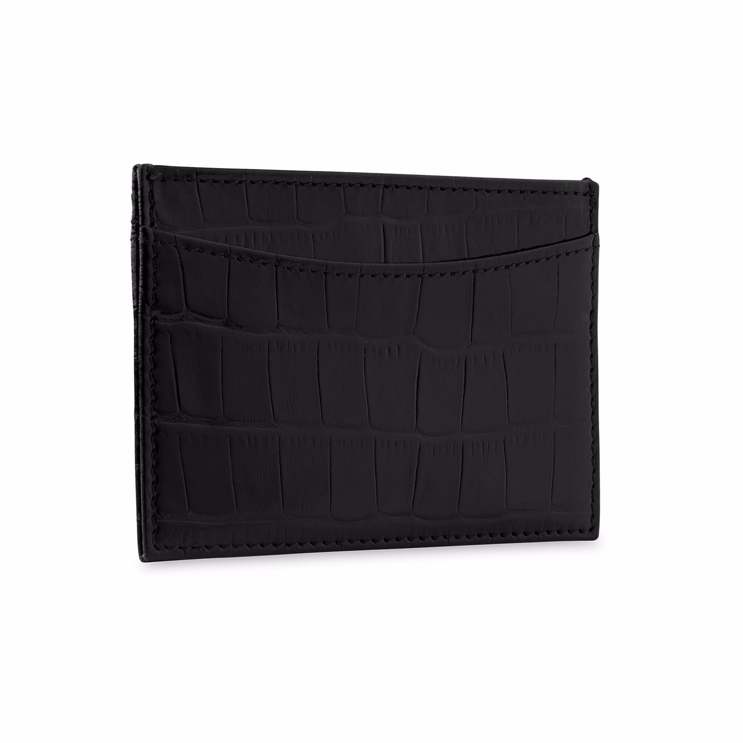 High Shine Croc-Effect Card Holder