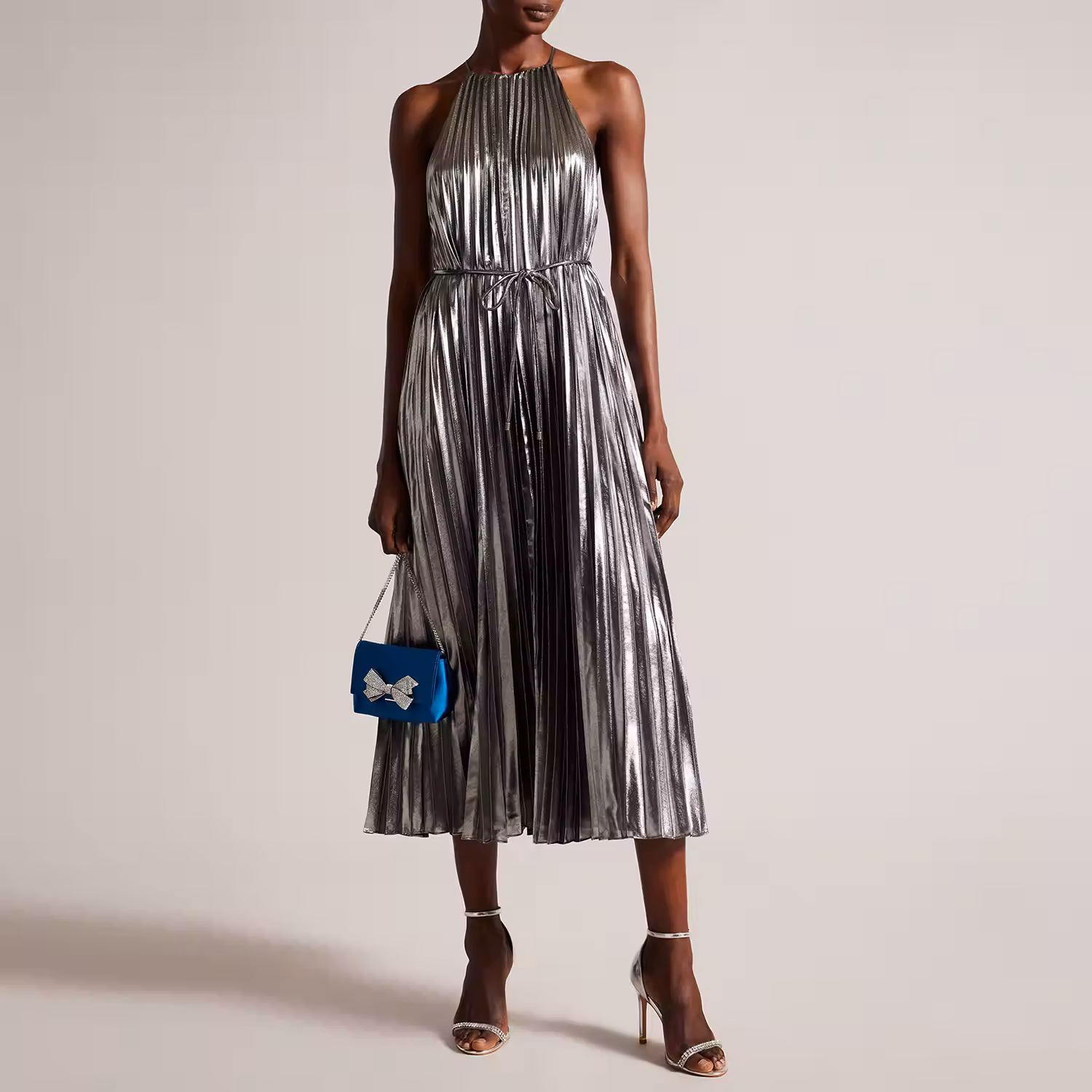 Halterneck Pleated Dress
