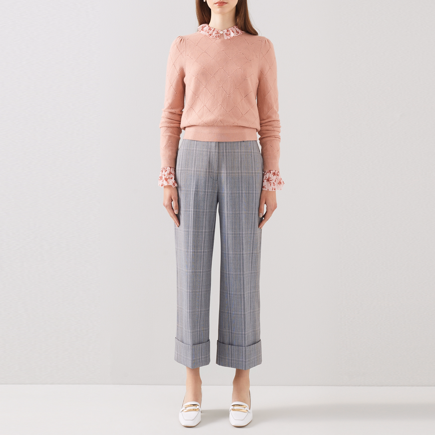 Joy Check Wide-Leg Trousers