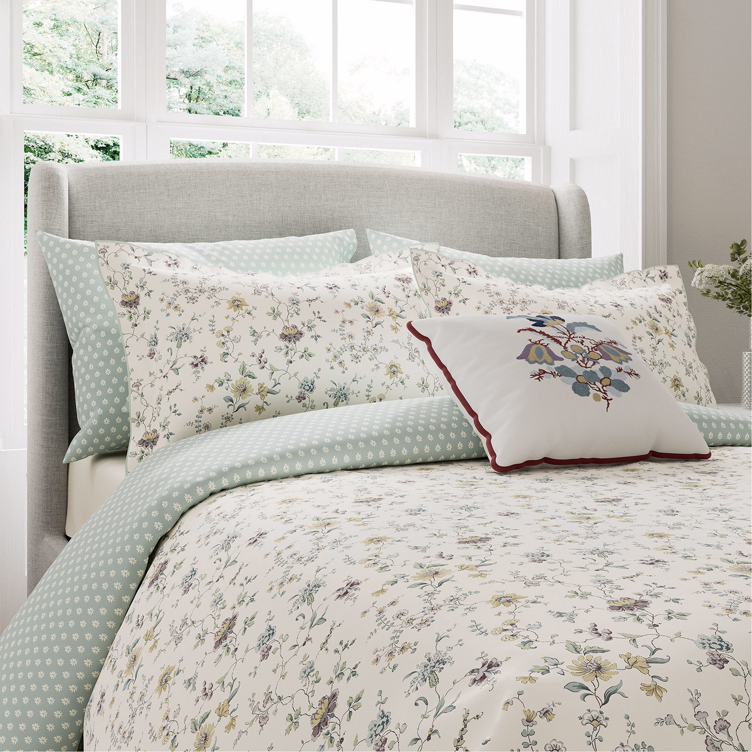 Flora Duvet Set Duck Egg
