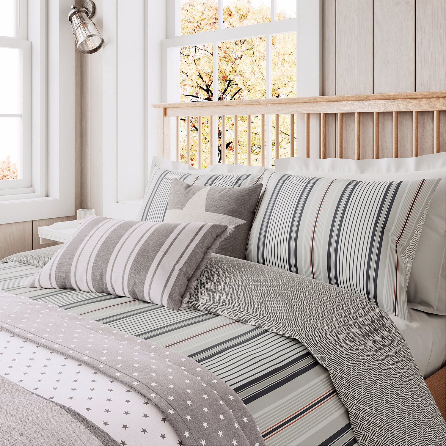 Nautical Stripe Duvet Set Charcoal