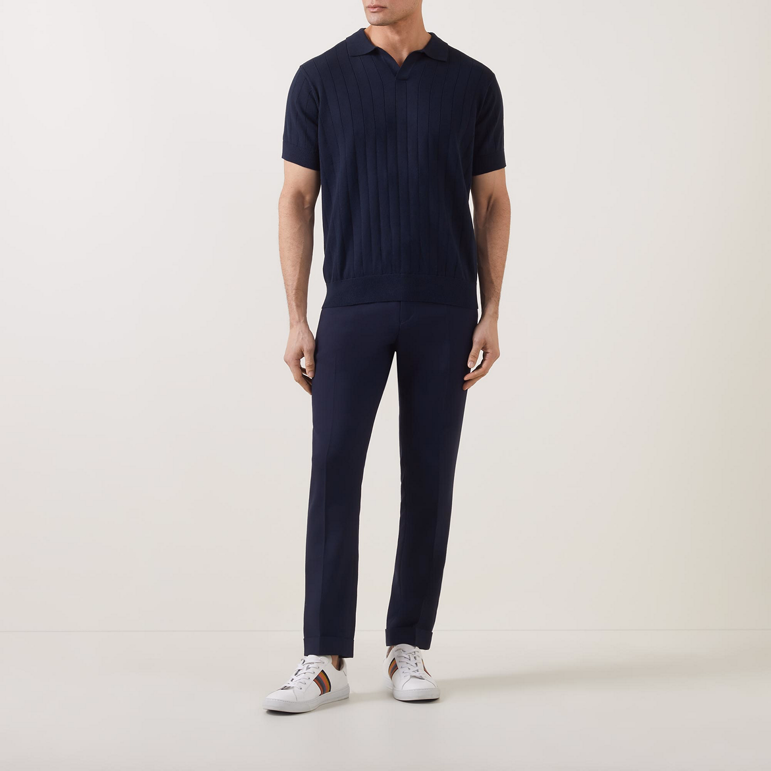 Textured Striped Polo Shirt