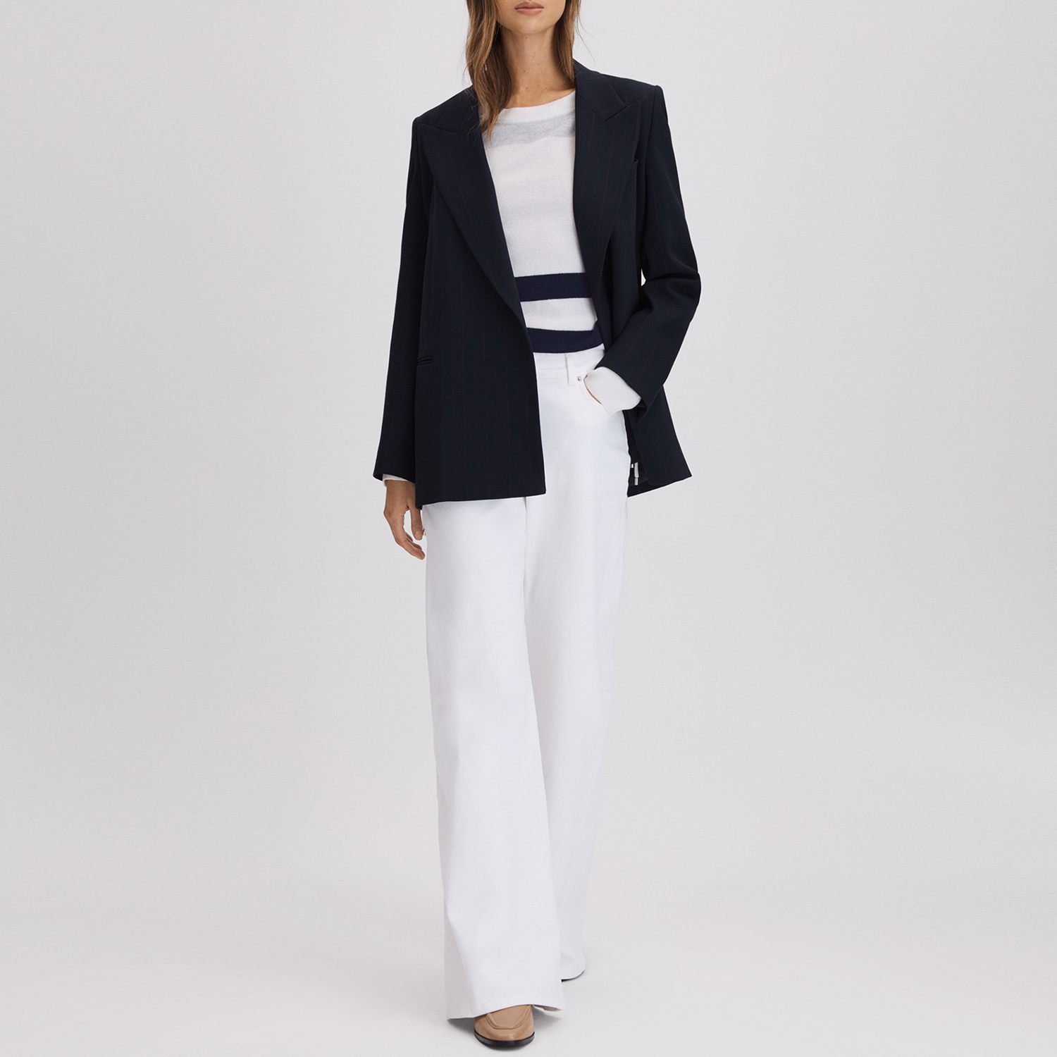 Allegra Striped Crew Neck Sweater