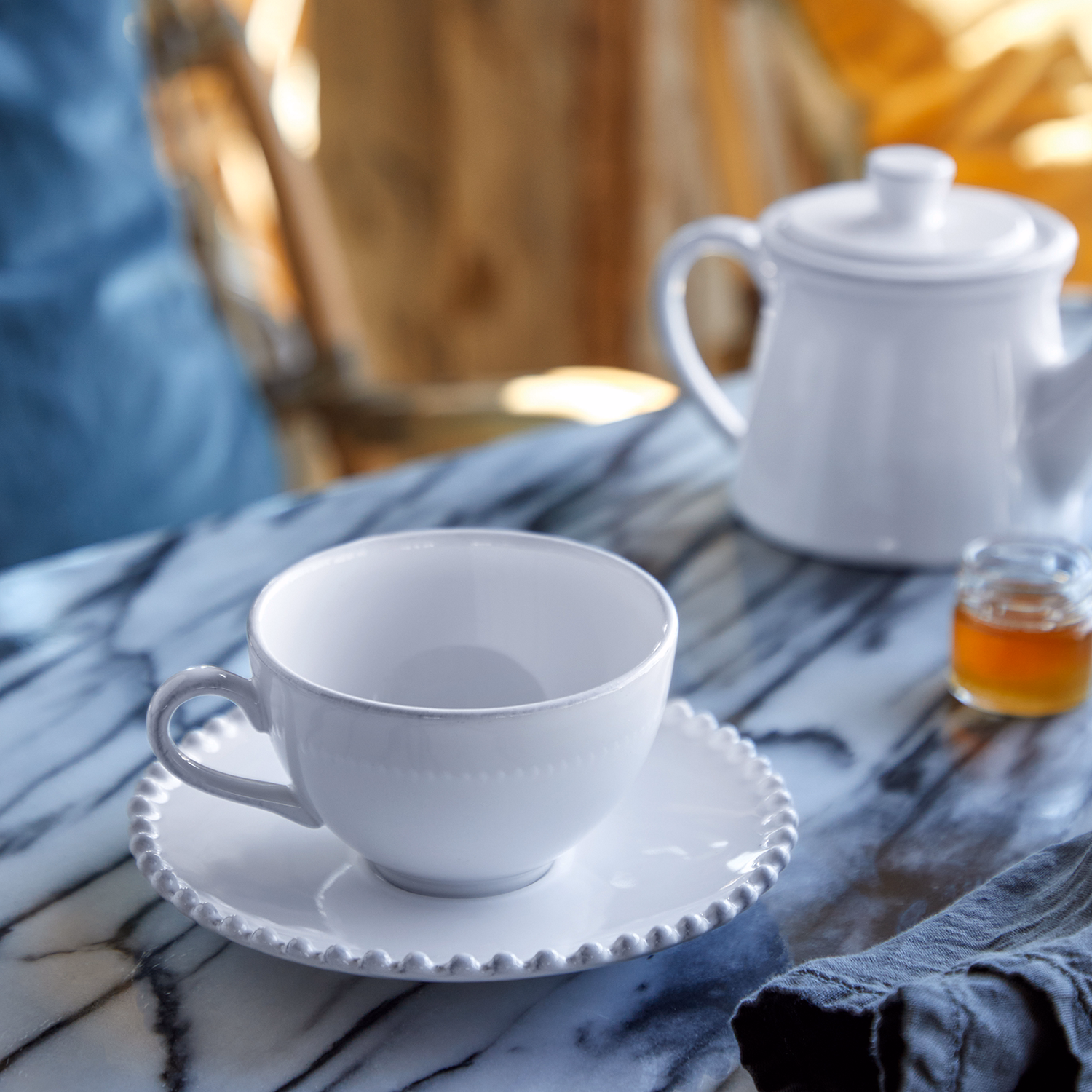 Pearl White Coffee Cup & Saucer