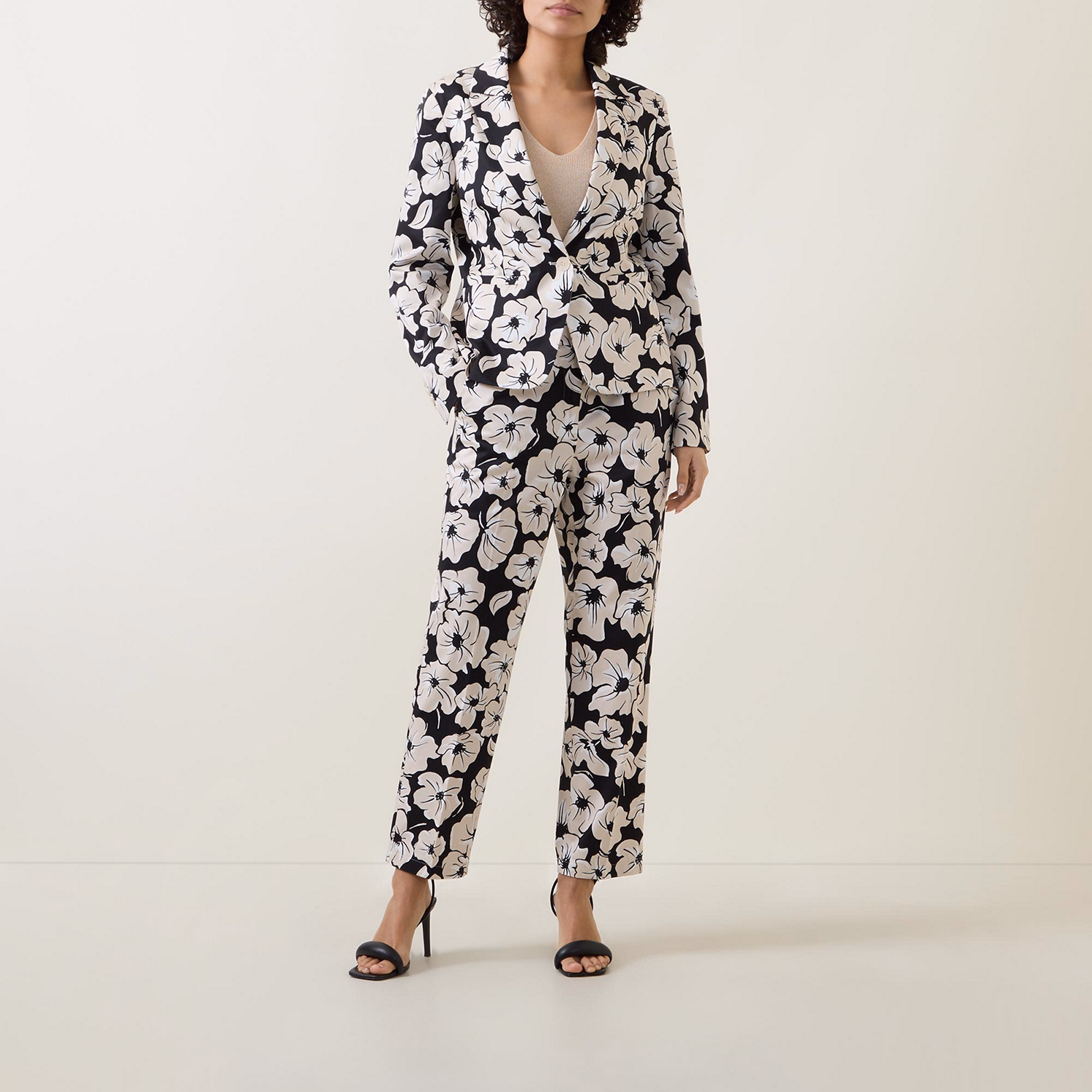 Floral Print Single-Breasted Blazer