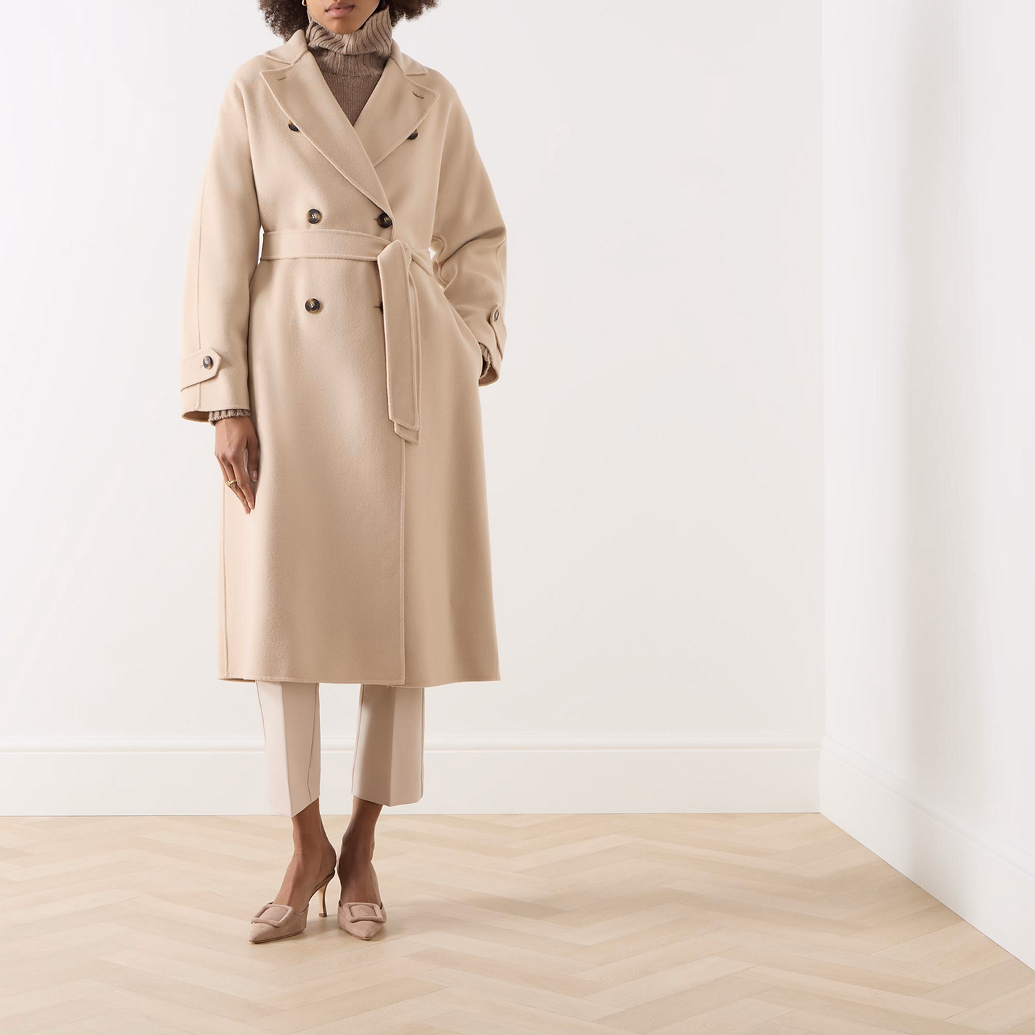 Affetto Double-Breasted Belted Coat