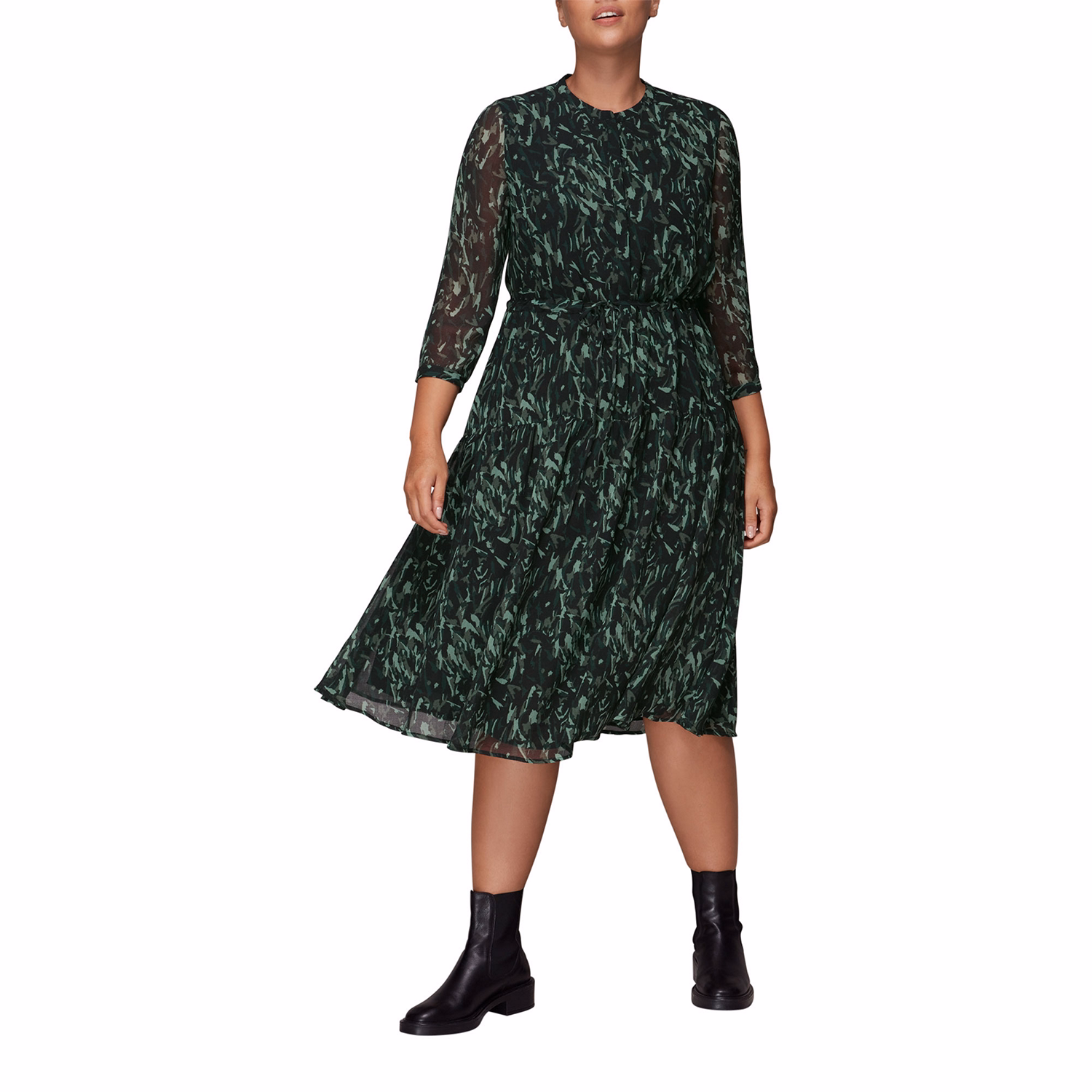 Abstract Brushstroke Midi Dress