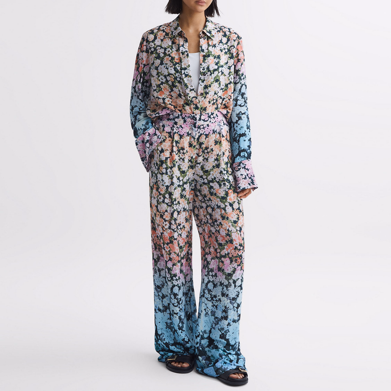 Serena Floral Print Wide Leg Trousers