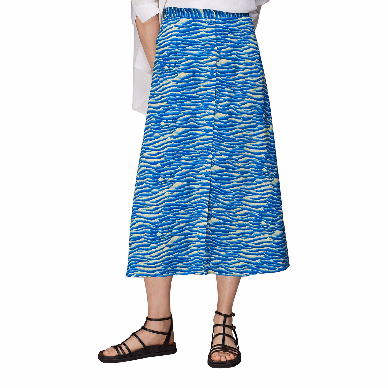 Seafoam Button Midi Skirt