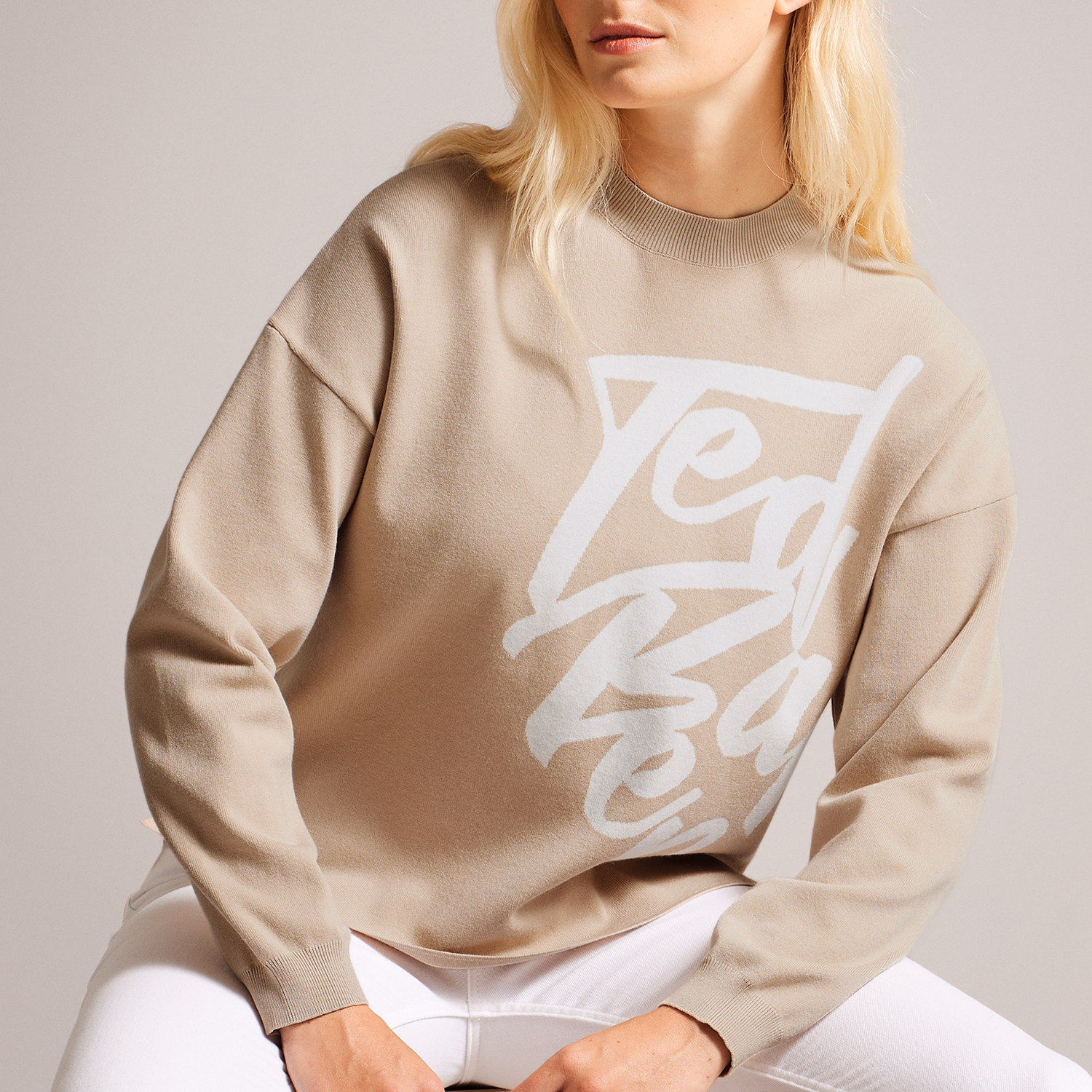 Emallly Branded Jacquard Knit Sweater