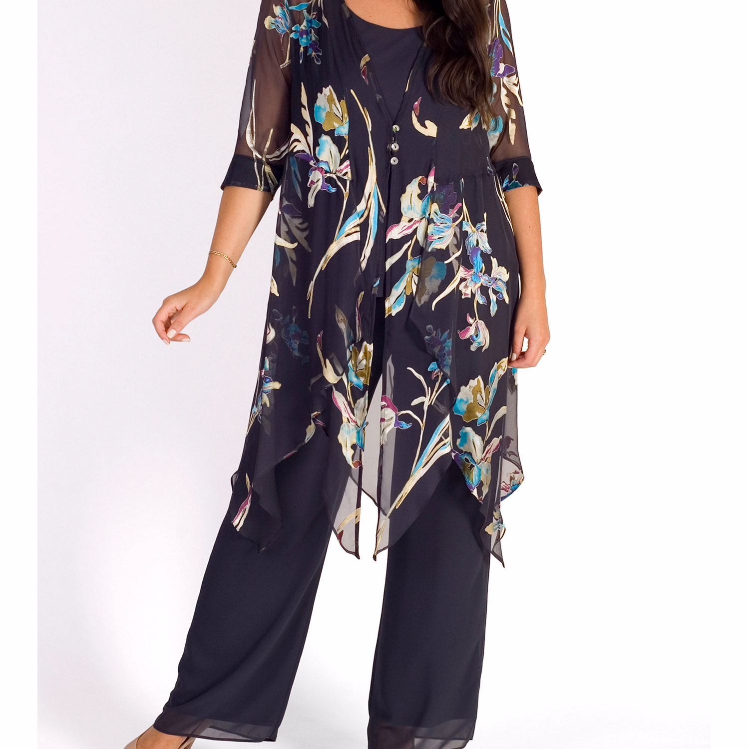 Floral Print Silk Devoree Longline Blazer