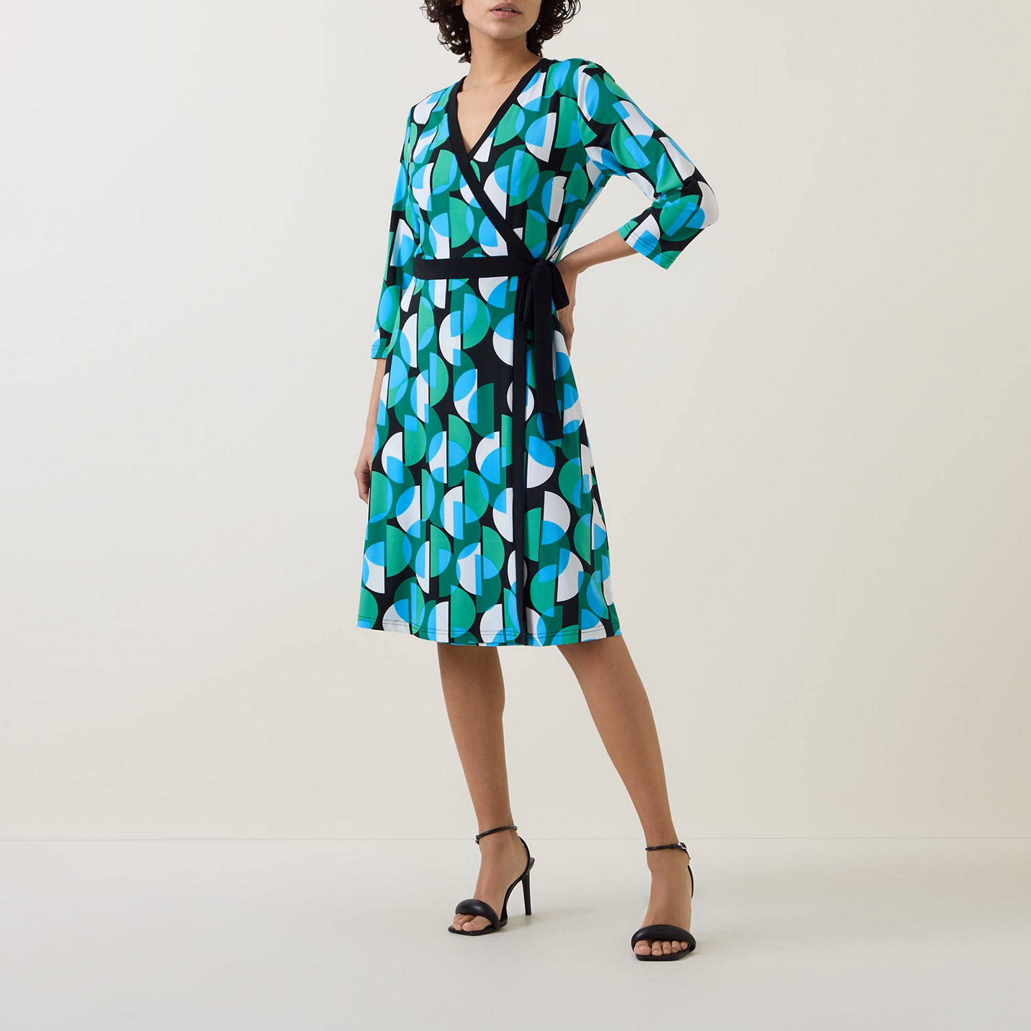 Geometric-Print Wrap Dress