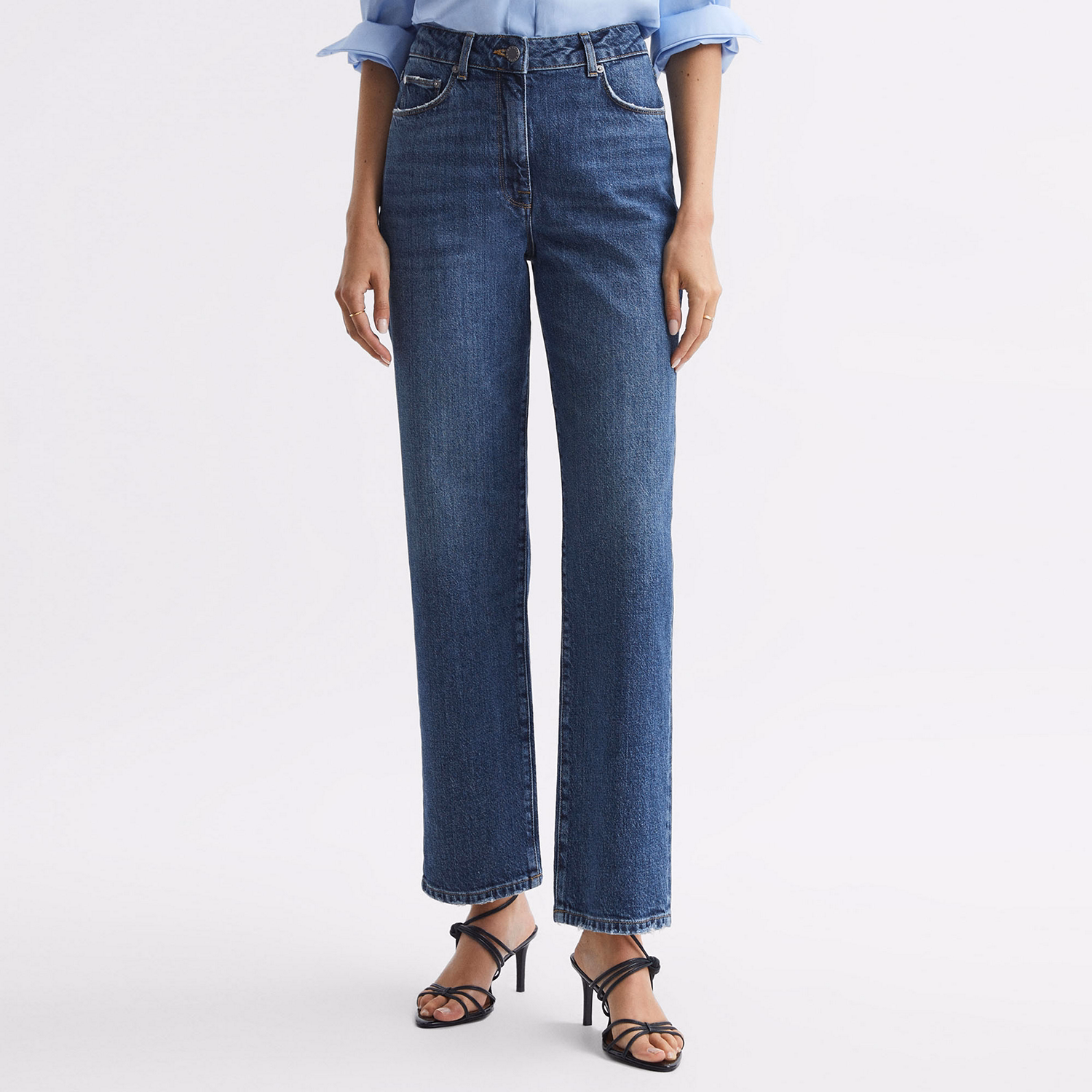 Selin Mid-Rise Straight Leg Cropped Jeans