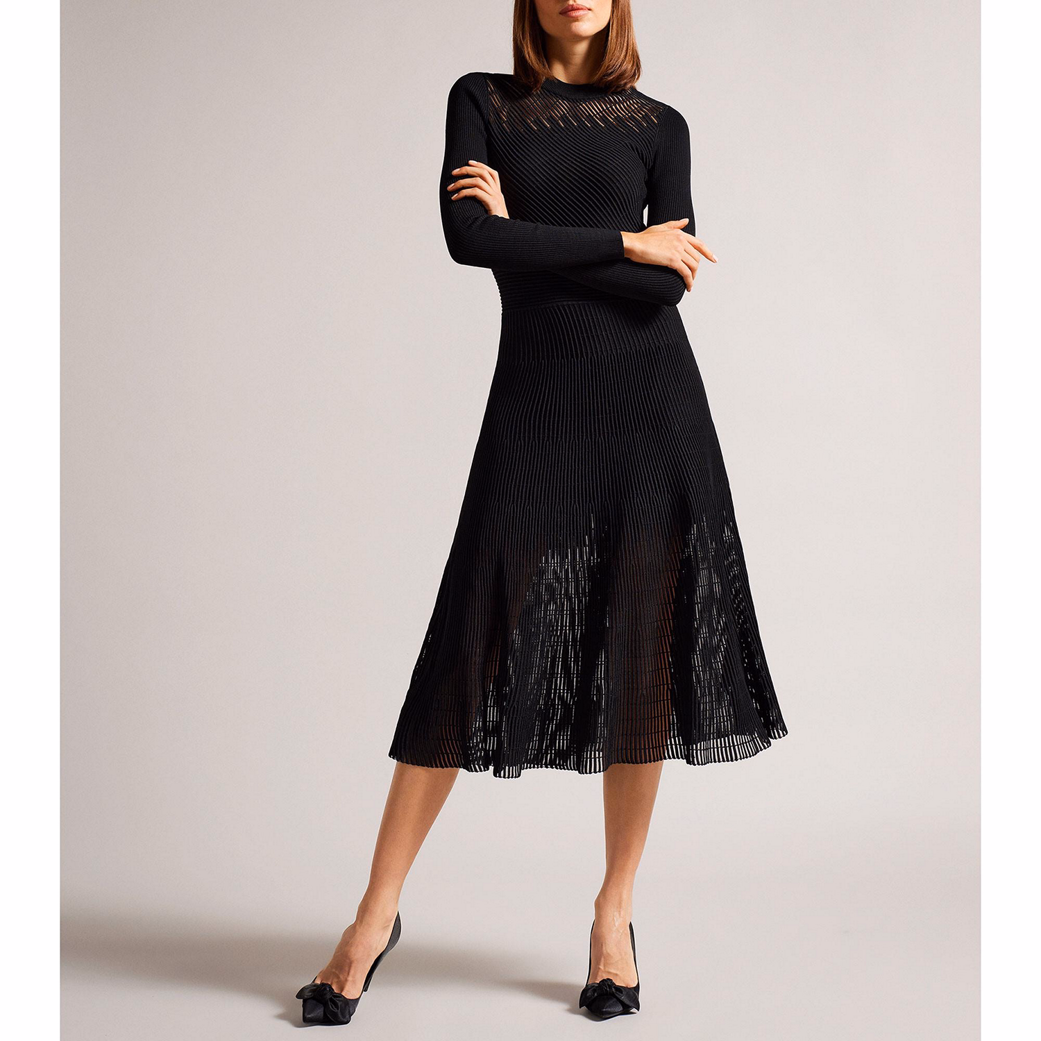 Latinia Textured A-Line Midi Dress