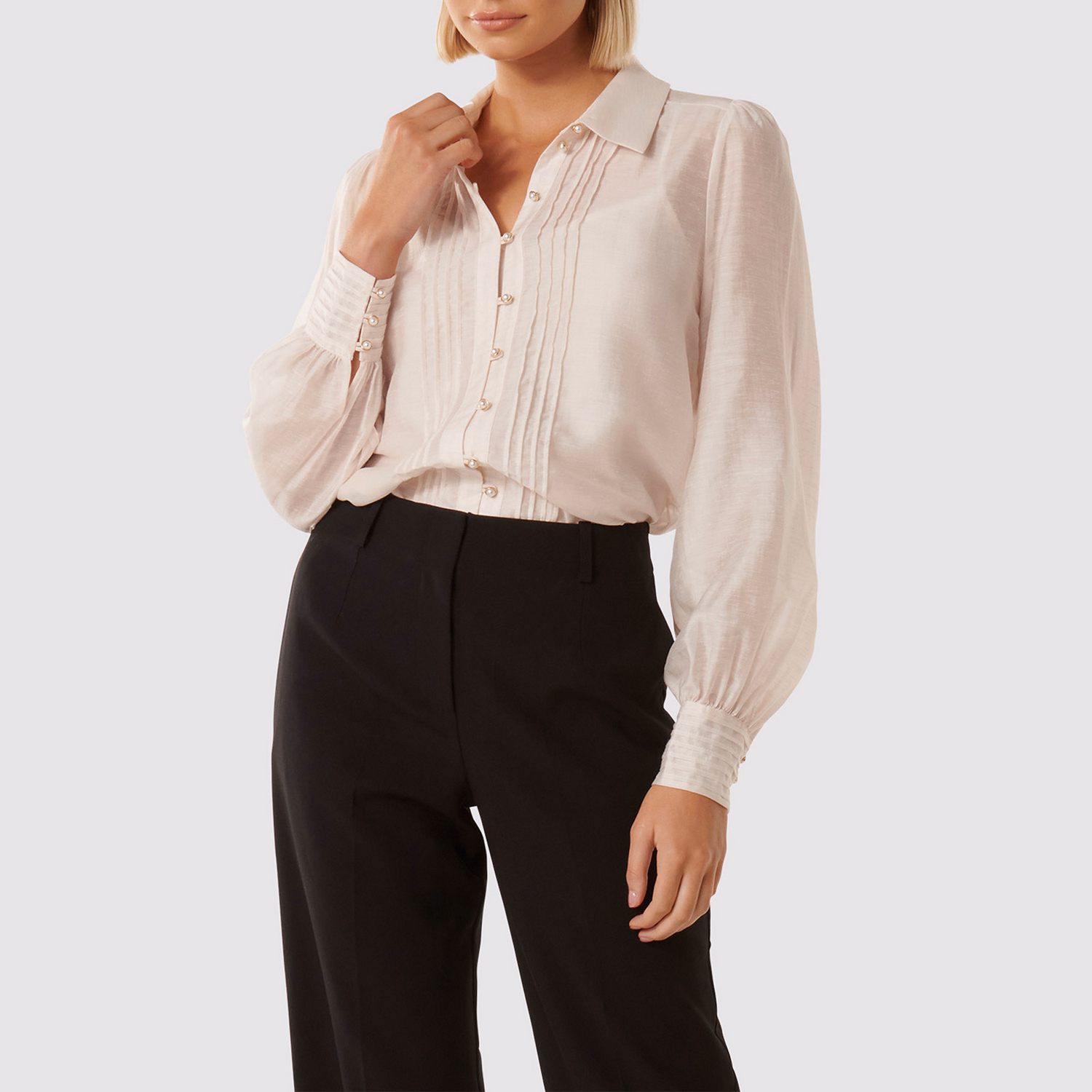 Hazel Pearl Button Pintuck Shirt