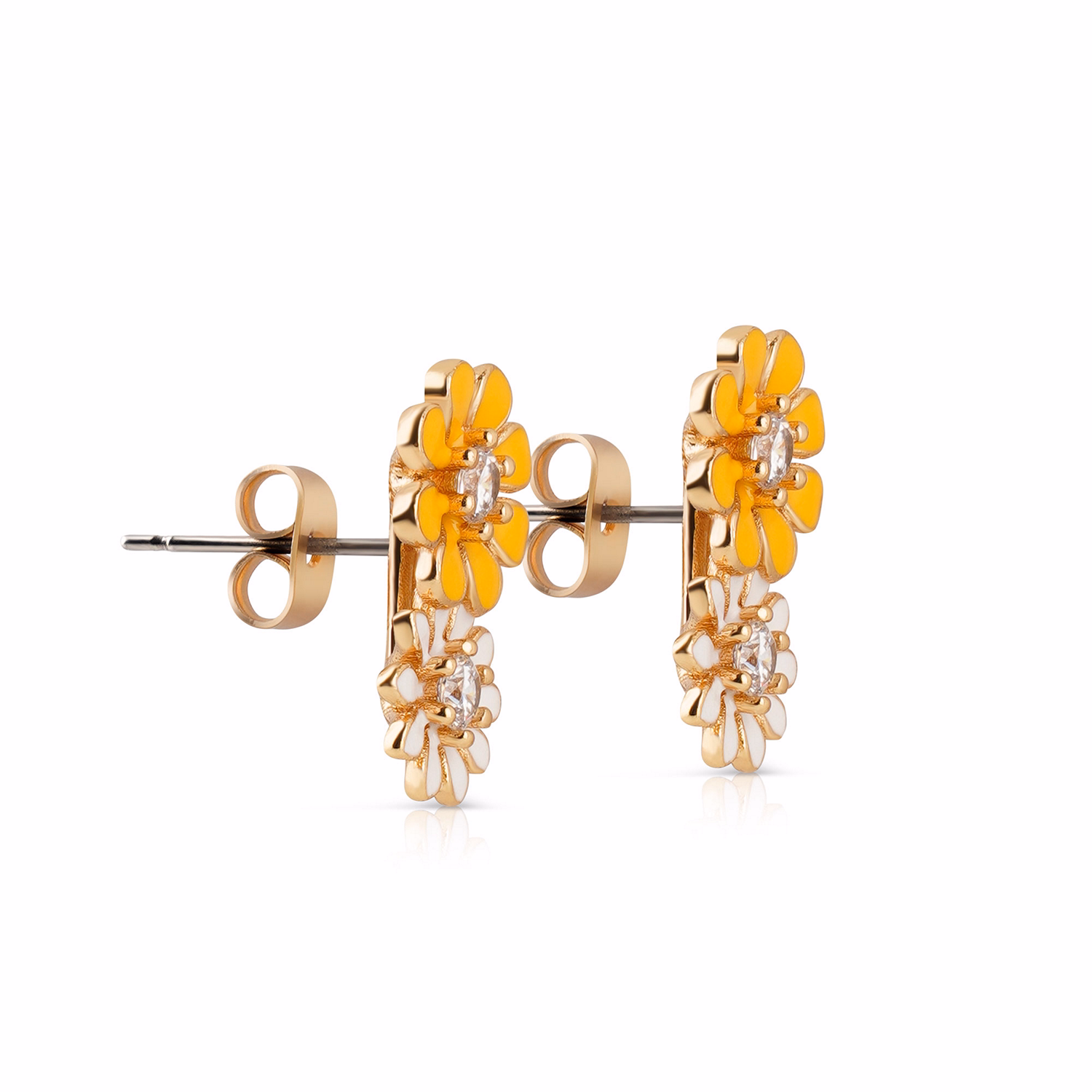 Yellow and White Floral Earrings