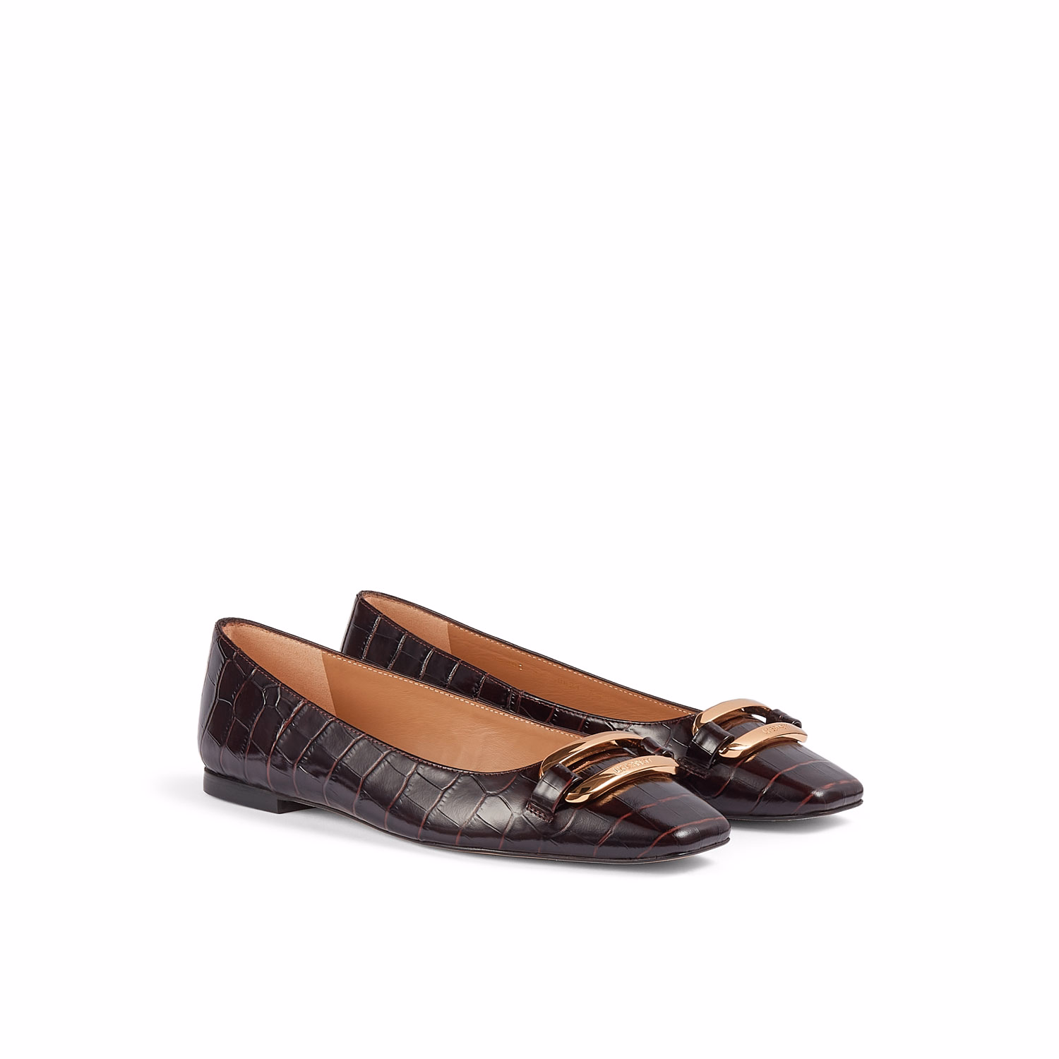 Cayden Croc-Effect Leather Ballet Flats