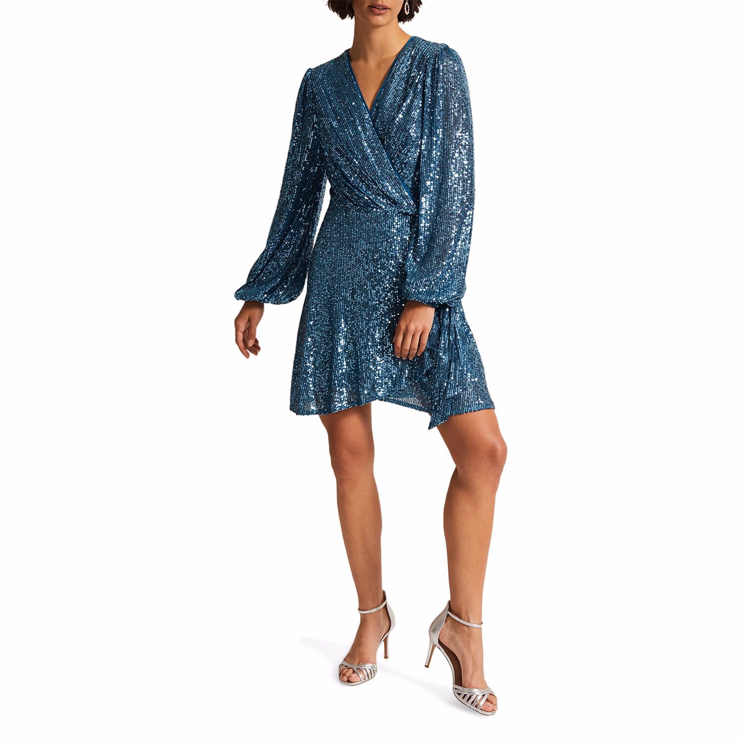 Carissa Sequin Mini Wrap Dress