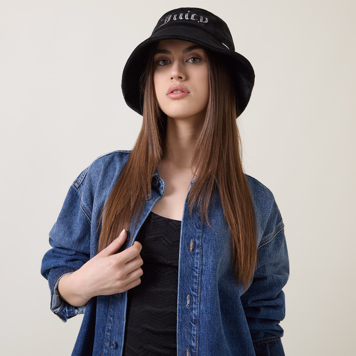 Velour Diamanté Bucket Hat