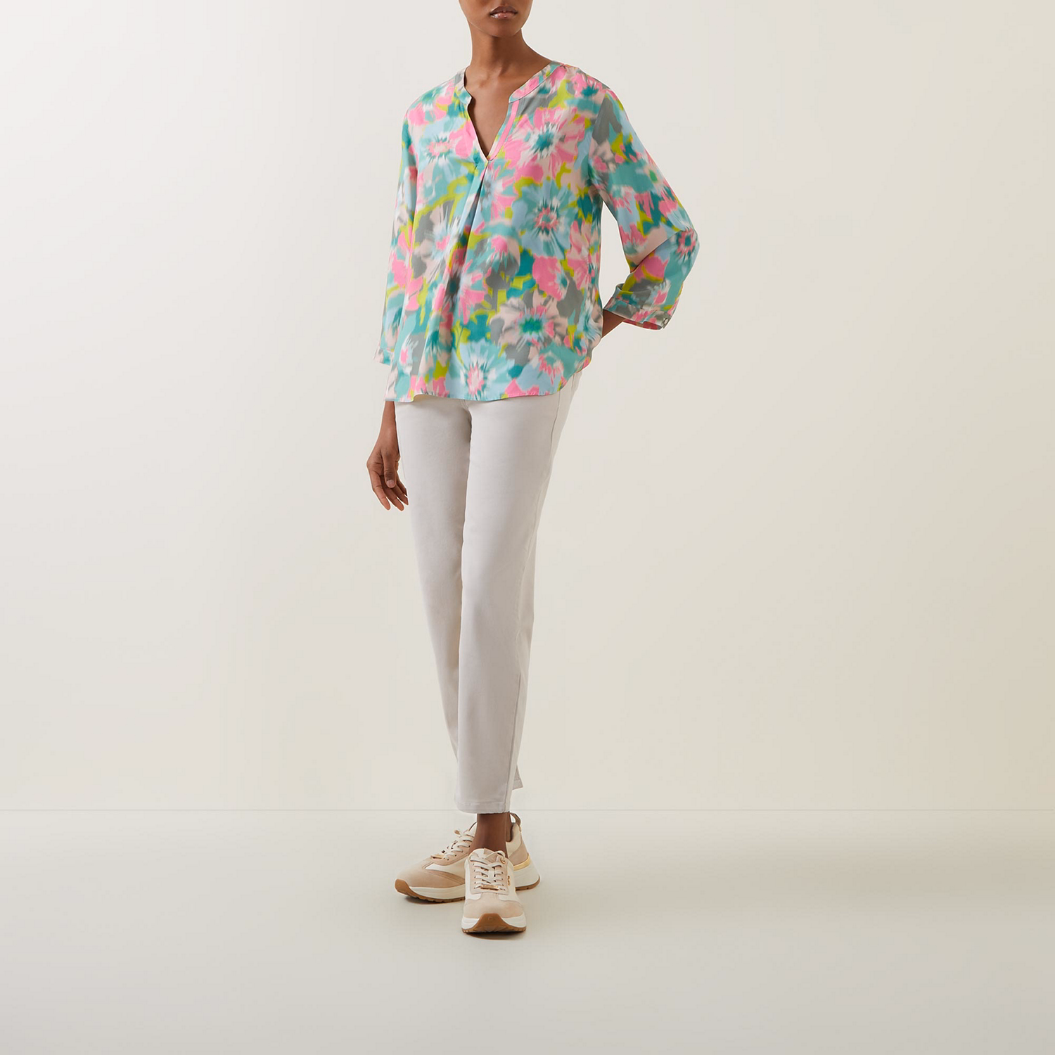 Abstract Floral Print Blouse