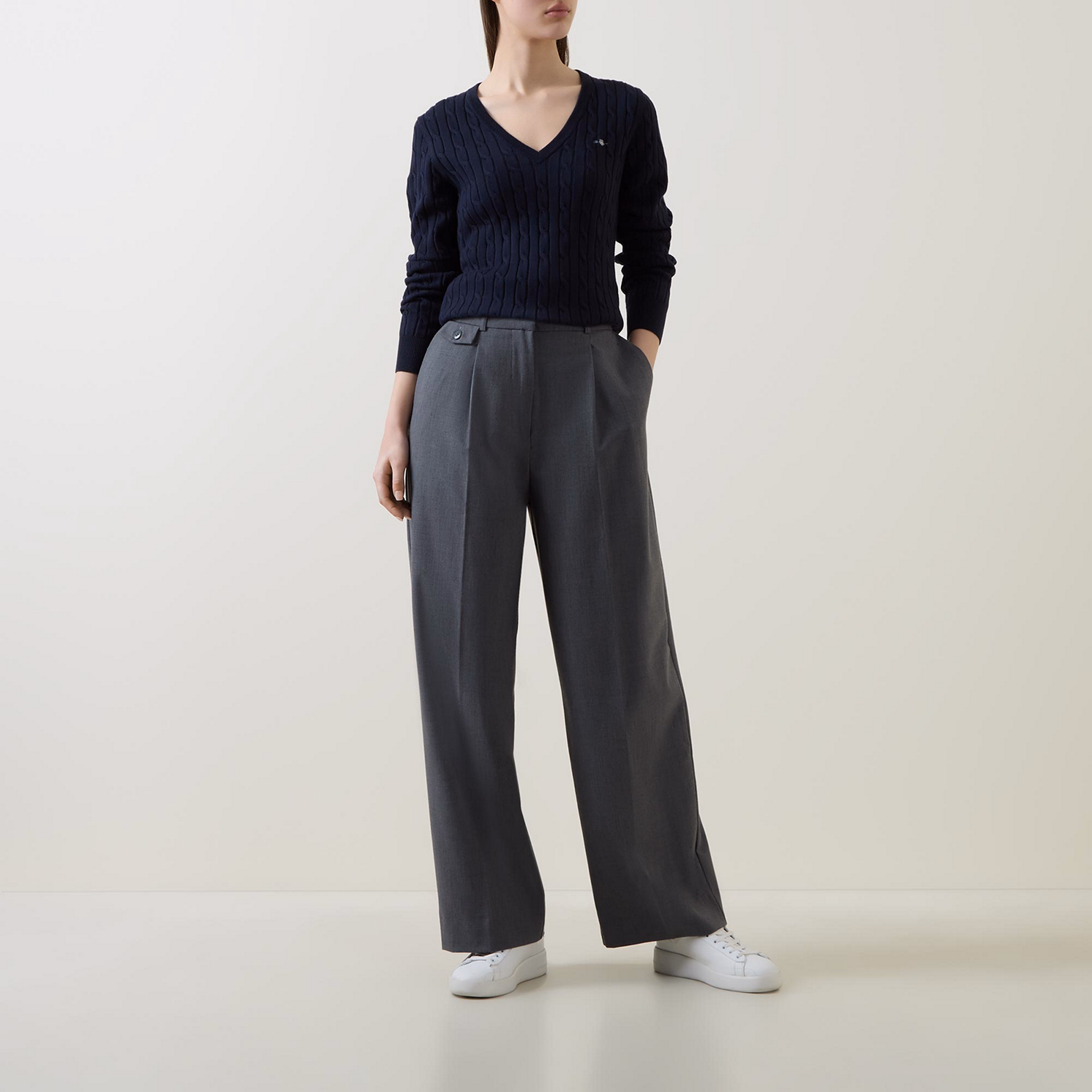 Cable Knit V-Neck Sweater