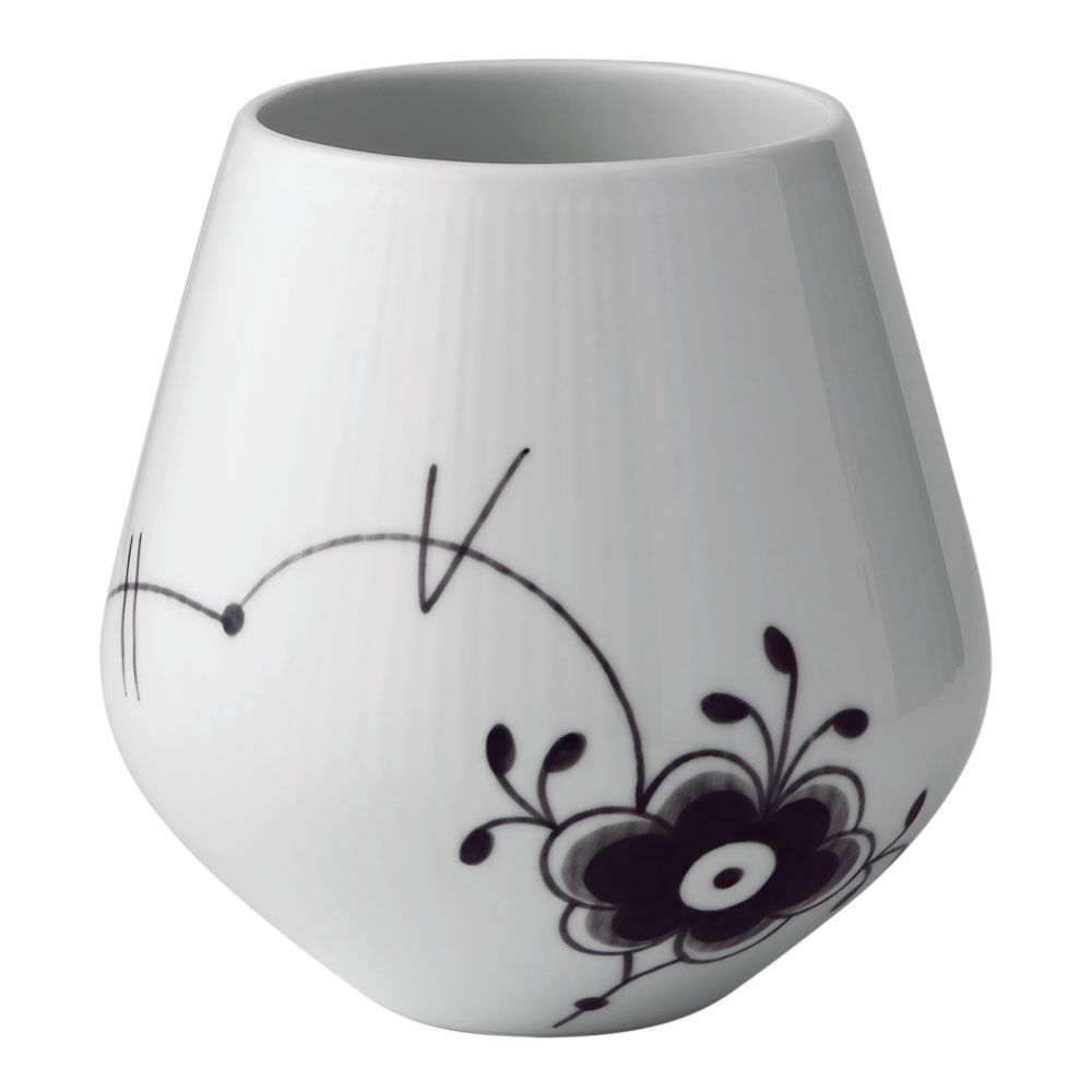 Black Fluted Mega Vas 15 cm