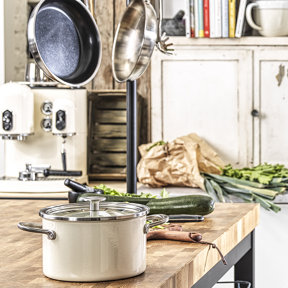 KitchenAid Steel Core Enamel Gryta med lock 3,7 L Kräm