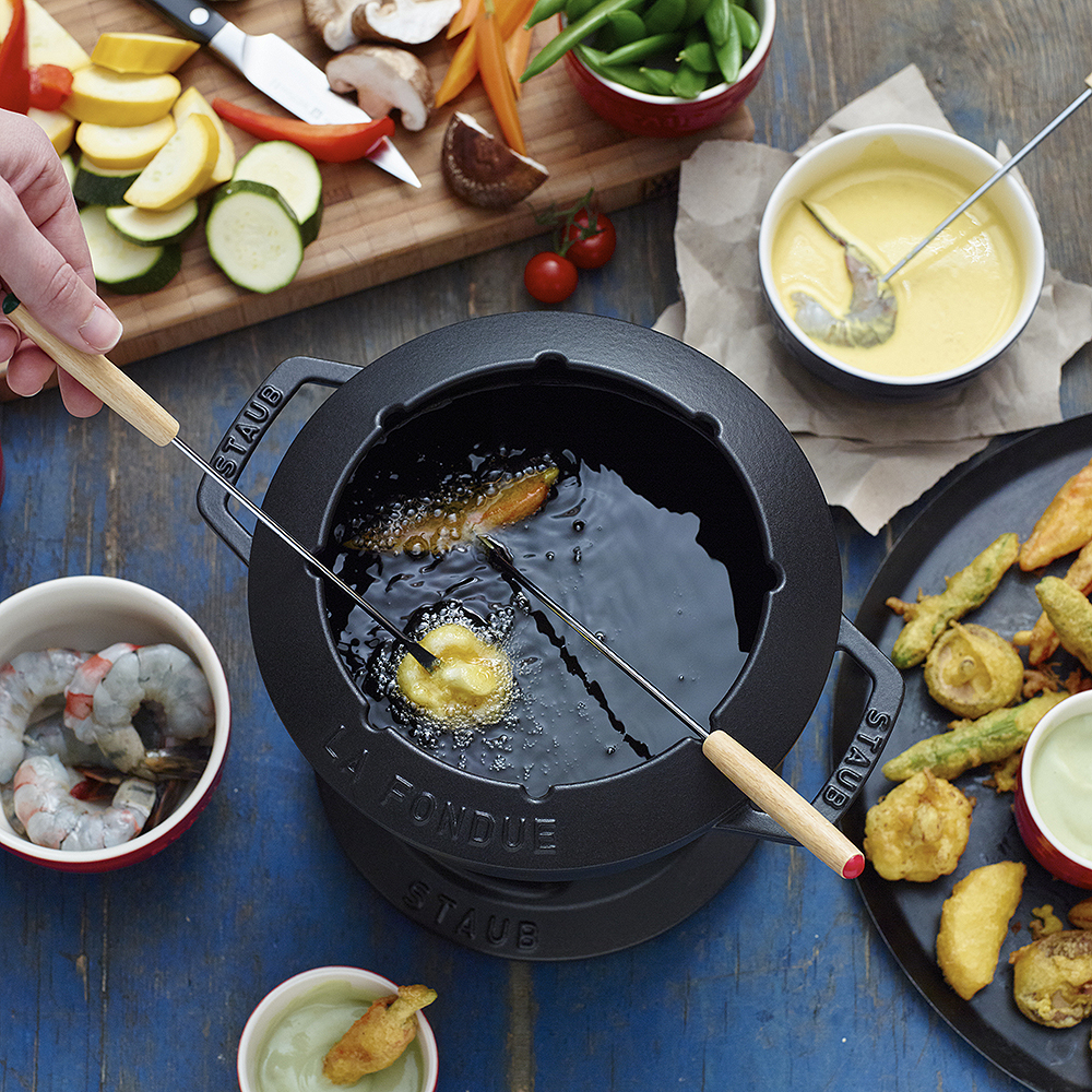 Fondueset 1,1 L gjutjärn Svart