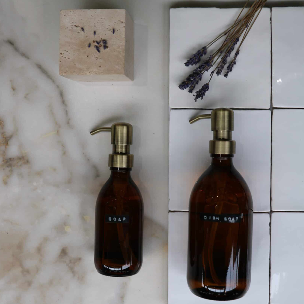 Diskmedel med pump 0,5 L Mässing/Brun