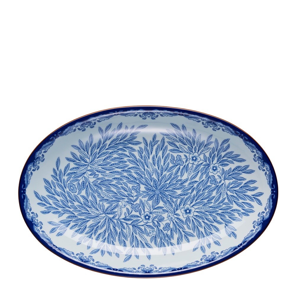 Ostindia Floris Oval serveringsfat 33x22 Blå