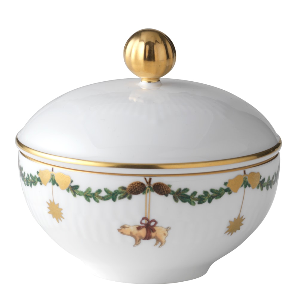 Star Fluted Christmas Sockerskål med lock 15 cl