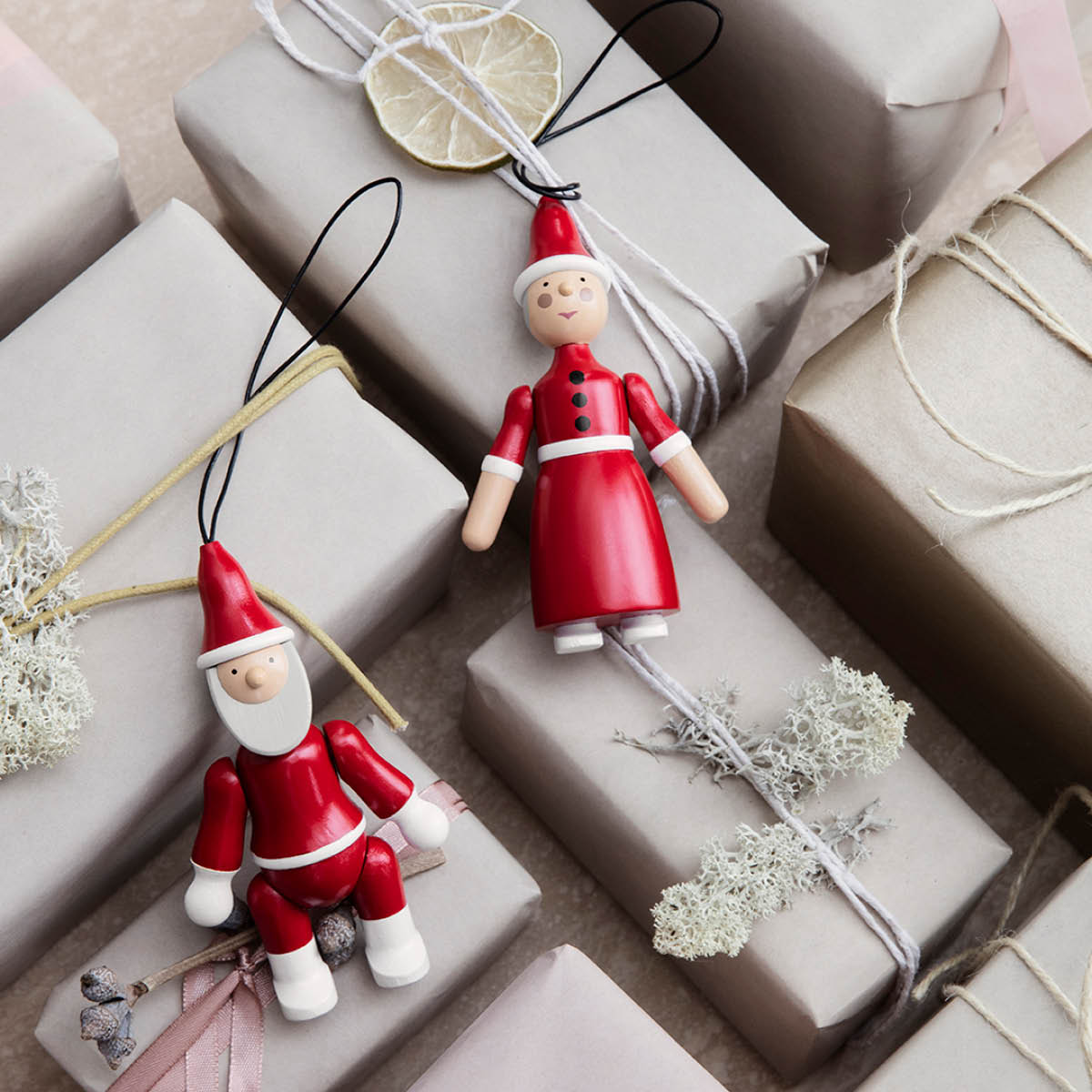 Kay Bojesen Ornaments Santa Claus & Clara 10 cm Röd/Vit