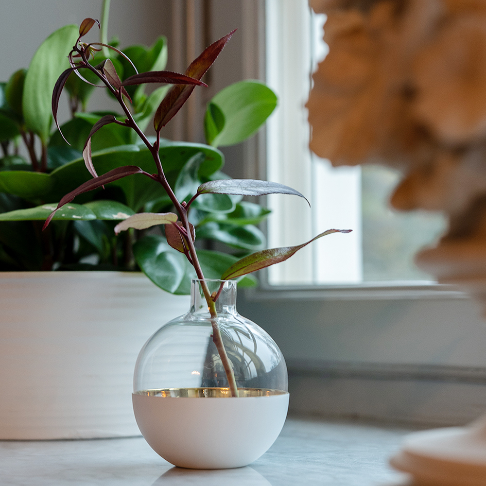 Pomme Vas/Lykta 15 cm Vit/Mässing