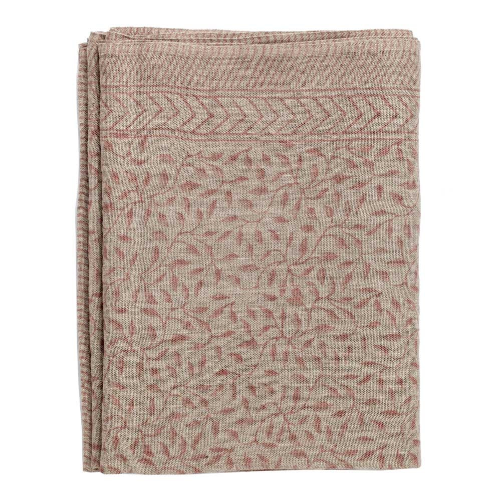 Leaf Bordsduk Lin 170x270 cm Rosa/Natur