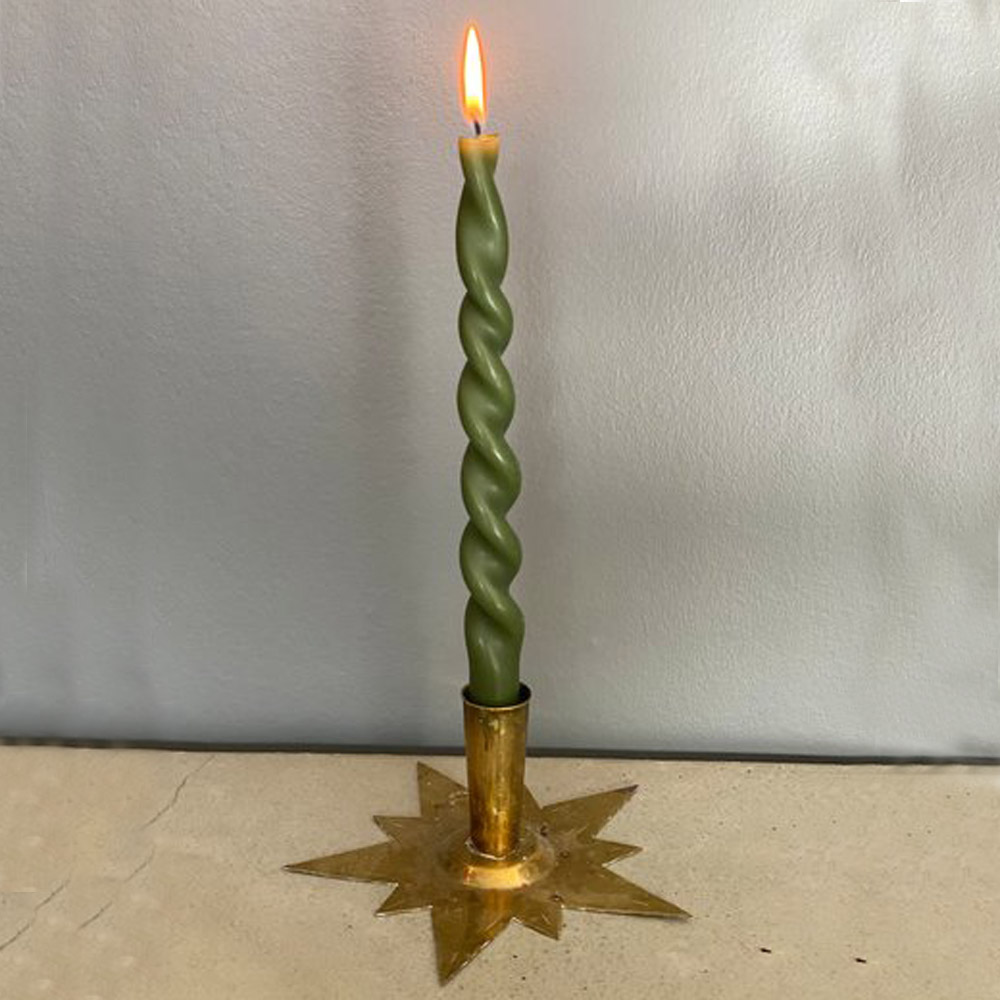 Snurrade ljus 29 cm 2-pack Mossgrön