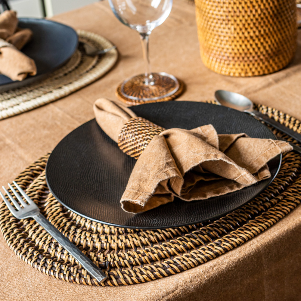 Rattan Servettring 4,5 cm 4-pack Brun