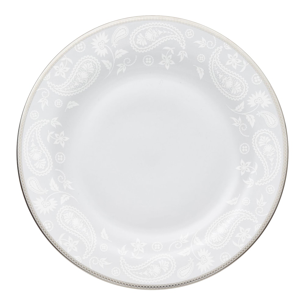 Silver Paisley Fat Rund 32,5 cm Vit
