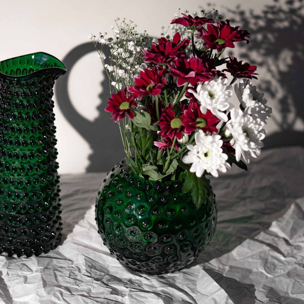 Hobnail Vas 18 cm Dark Green