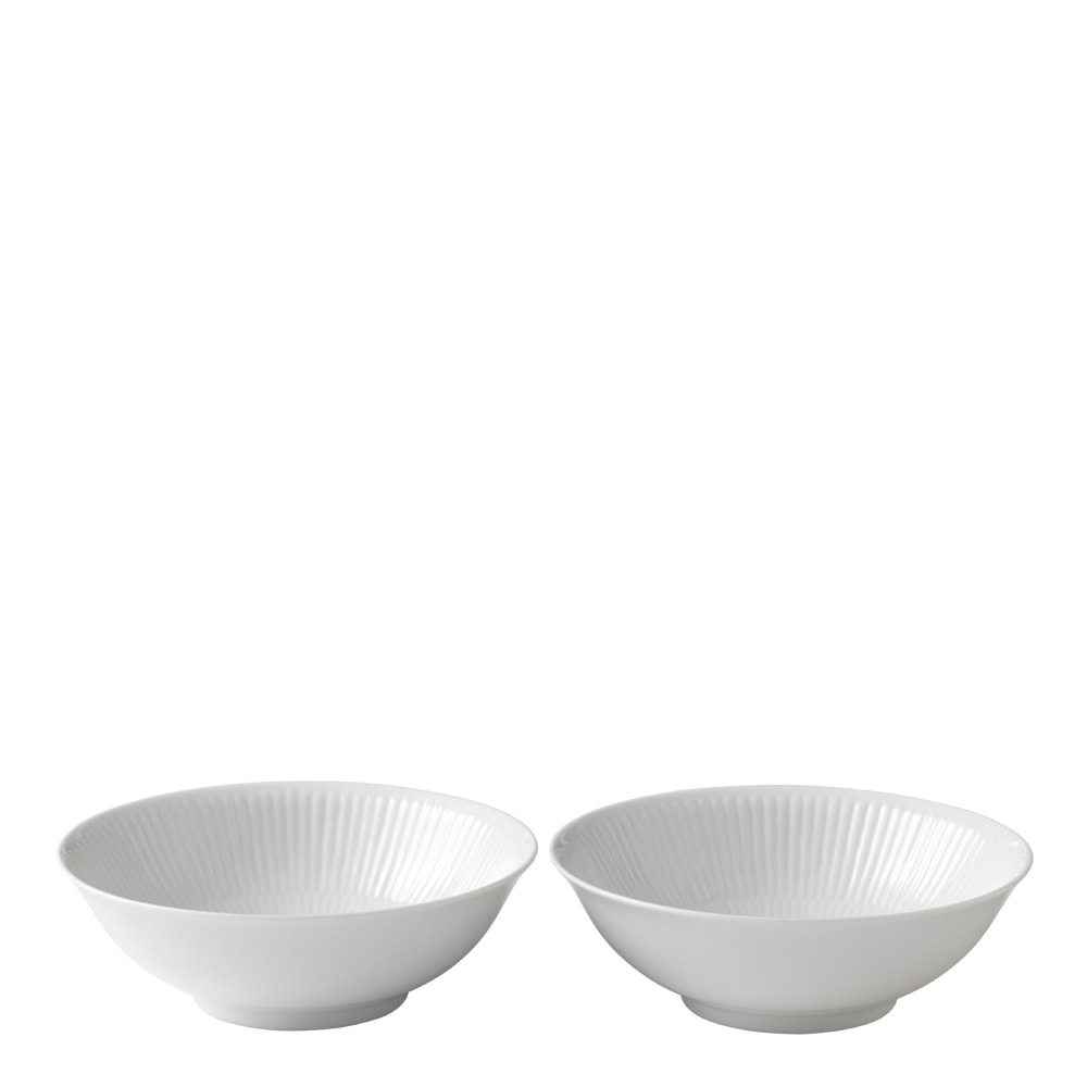 White Fluted Skål 35 cl 16 cm 2-pack