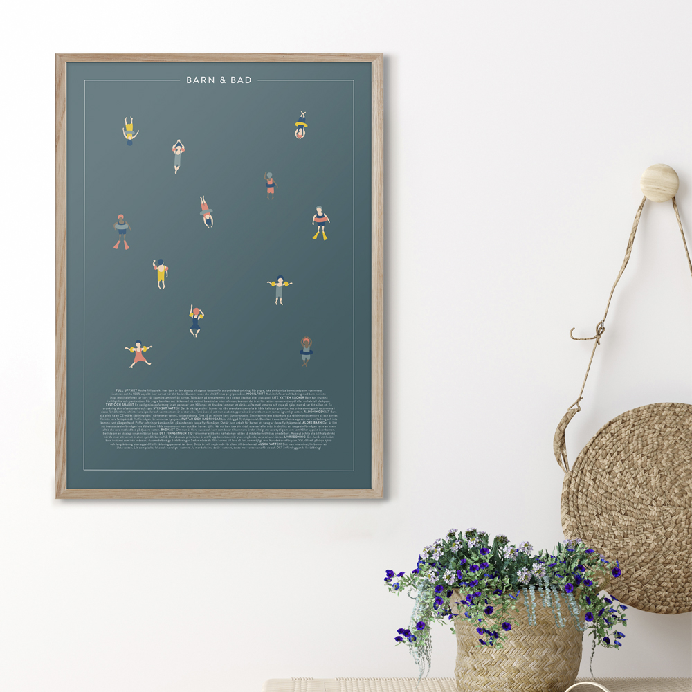 Poster 50x70 cm  Barn och bad