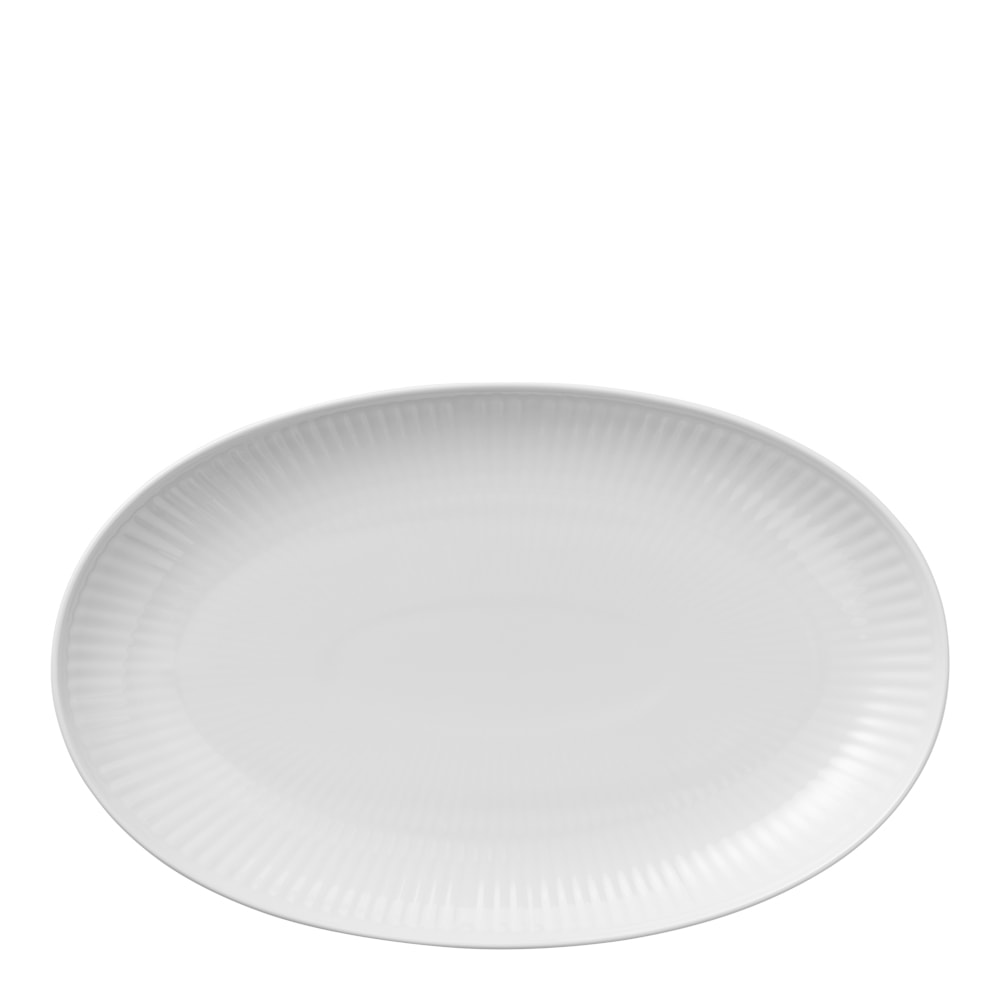 White Fluted Fat 22 cm ovalt