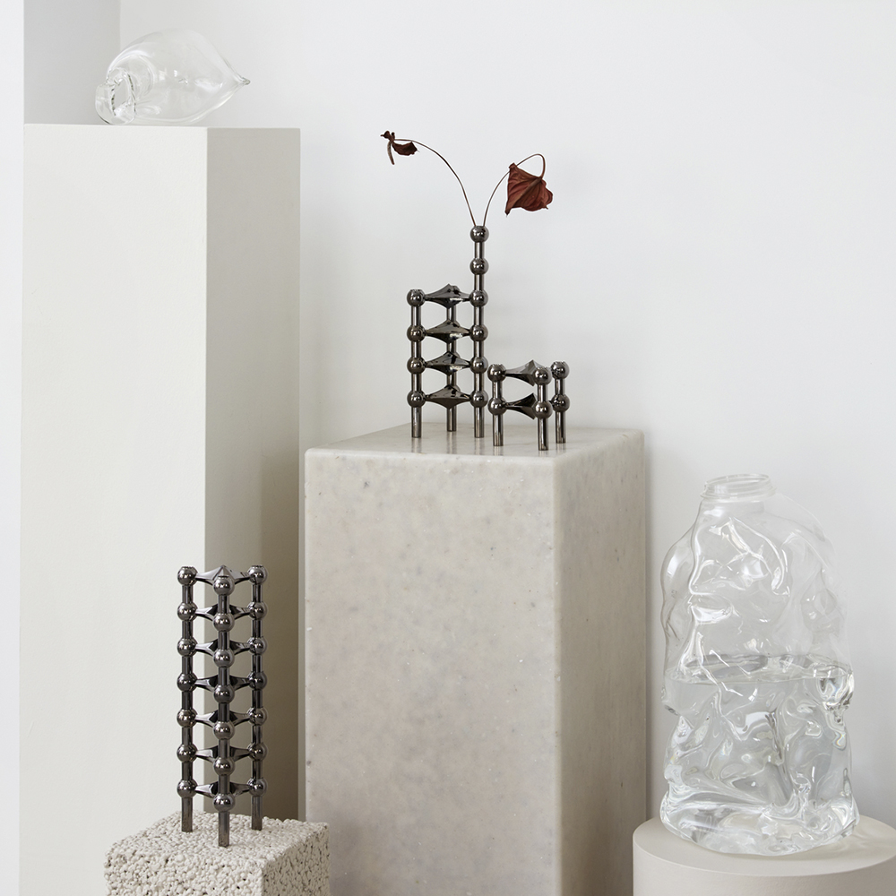 Stoff Nagel Ljusstake 3-pack Svart Krom