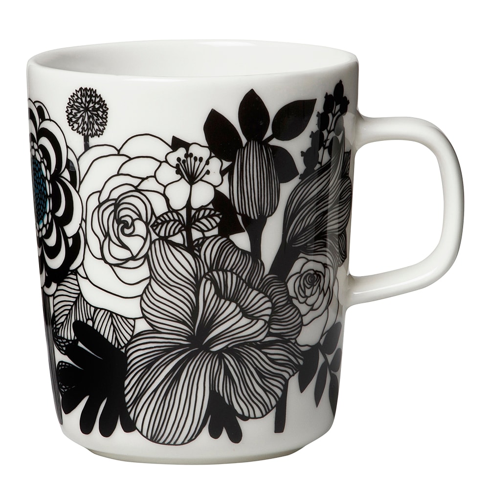 Siirtolapuutarha Mugg 25 cl Svart/vit blommor