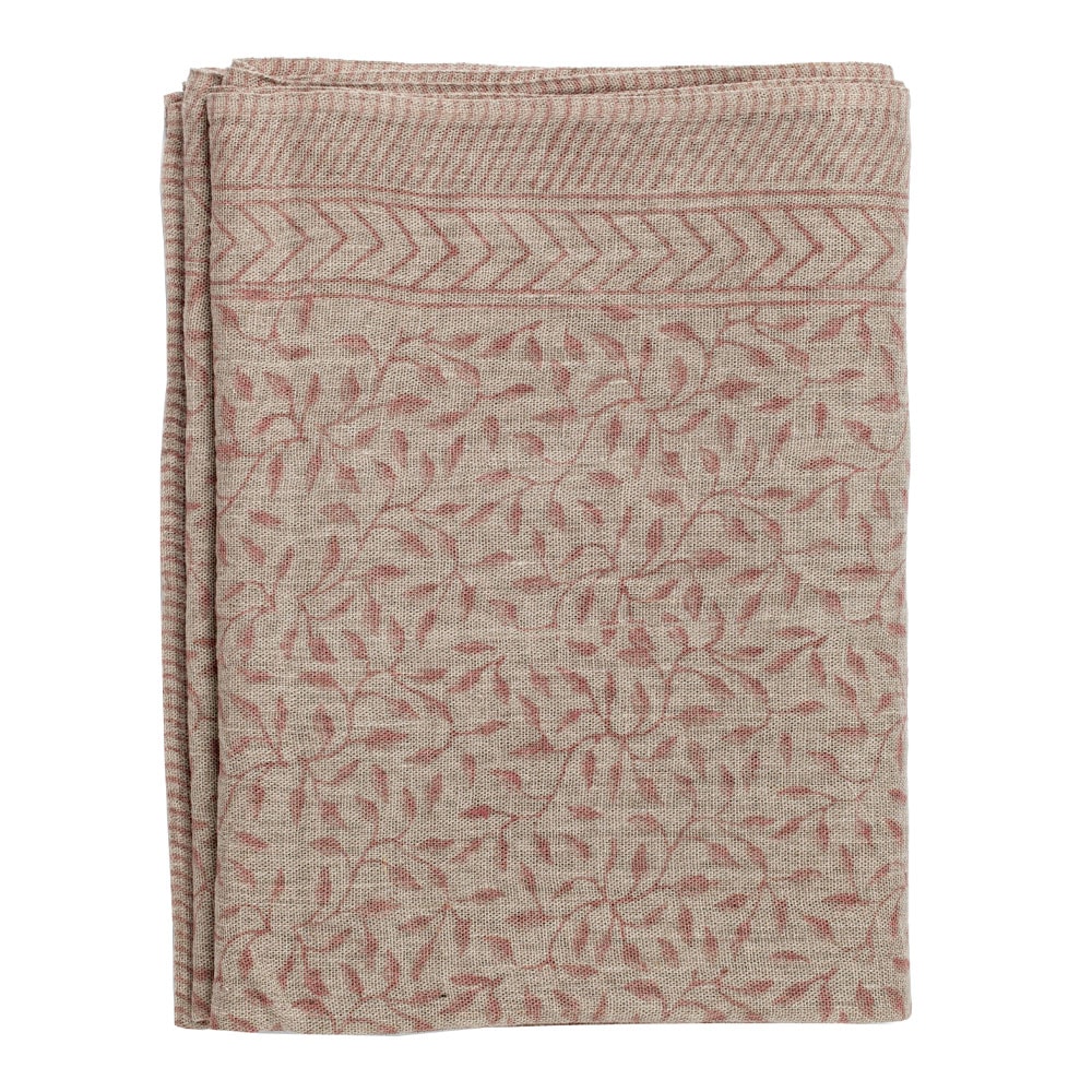 Leaf Bordsduk Lin 150x350 cm Rosa/Natur