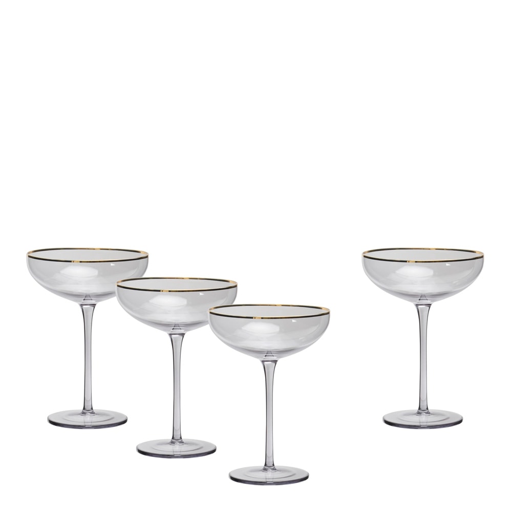 Champagneglas med Guldkant 23 cl 4-pack Soft Grey