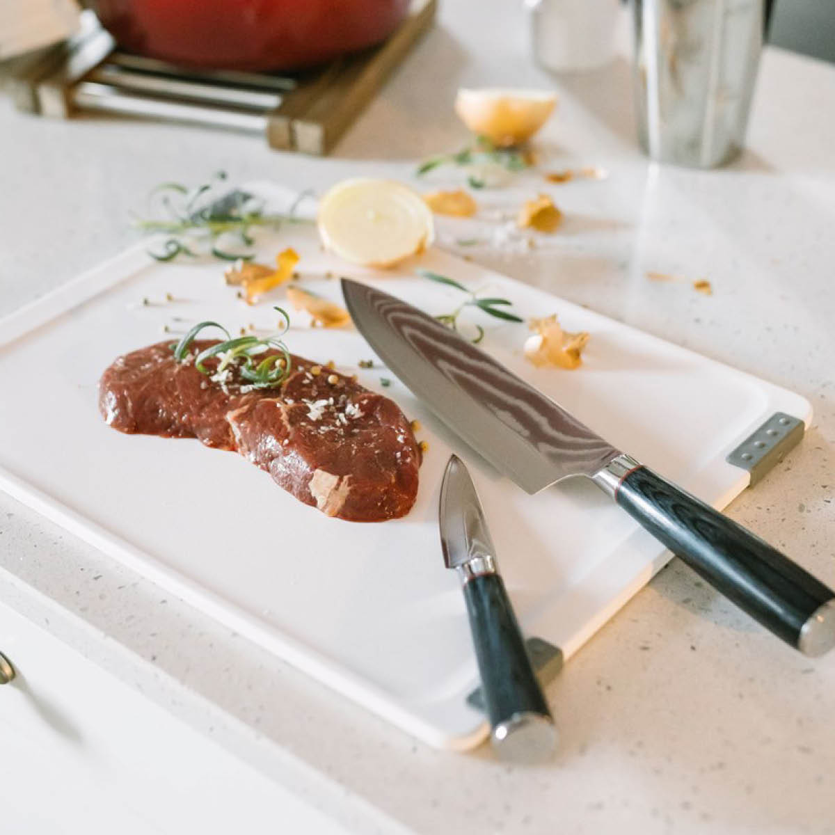 Azuma Damascus Knivset Kockkniv och Skalkniv