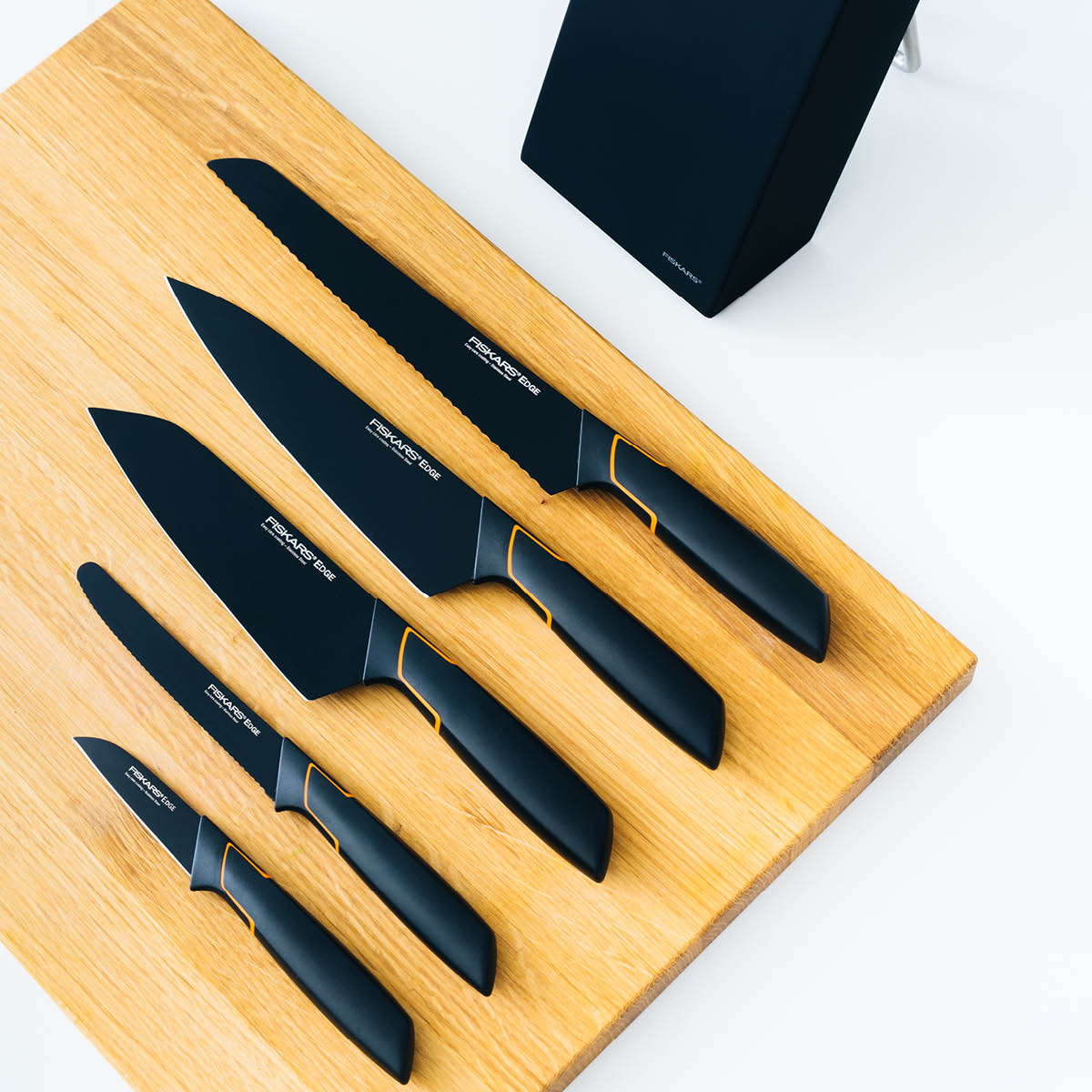 Edge Knivblock med 5 Knivar Svart