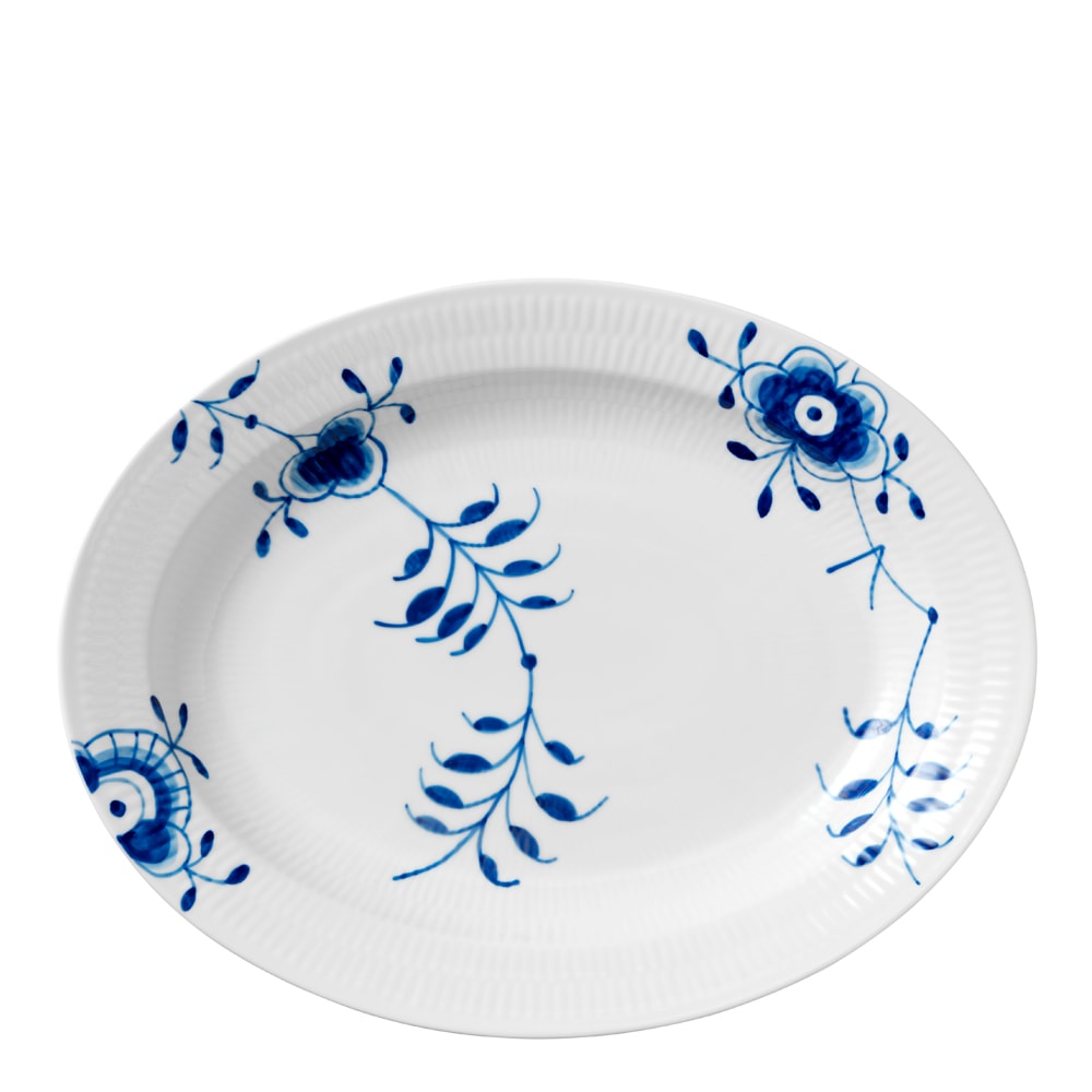 Blue Fluted Mega Fat oval 36,5 cm