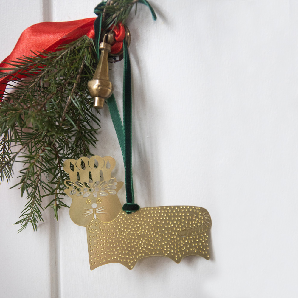 Hänge Katt 8,5x6,9x0,5 cm Mässing